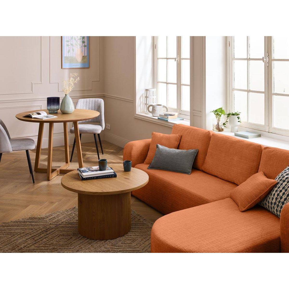 BEST MOBILIER Miro - canapé d'angle réversible - 4 places - convertible avec coffre - en velours texturé