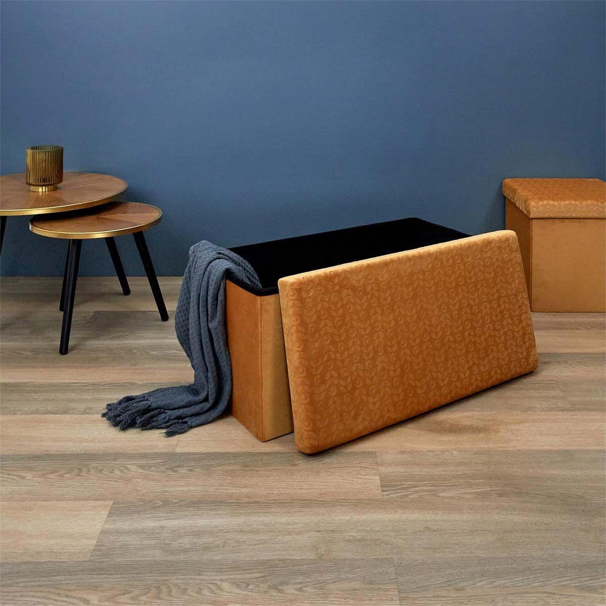 Voir la diapositive 6 : The Home Deco Factory Banc pliable & coffre  rétro  76cm jaune moutarde