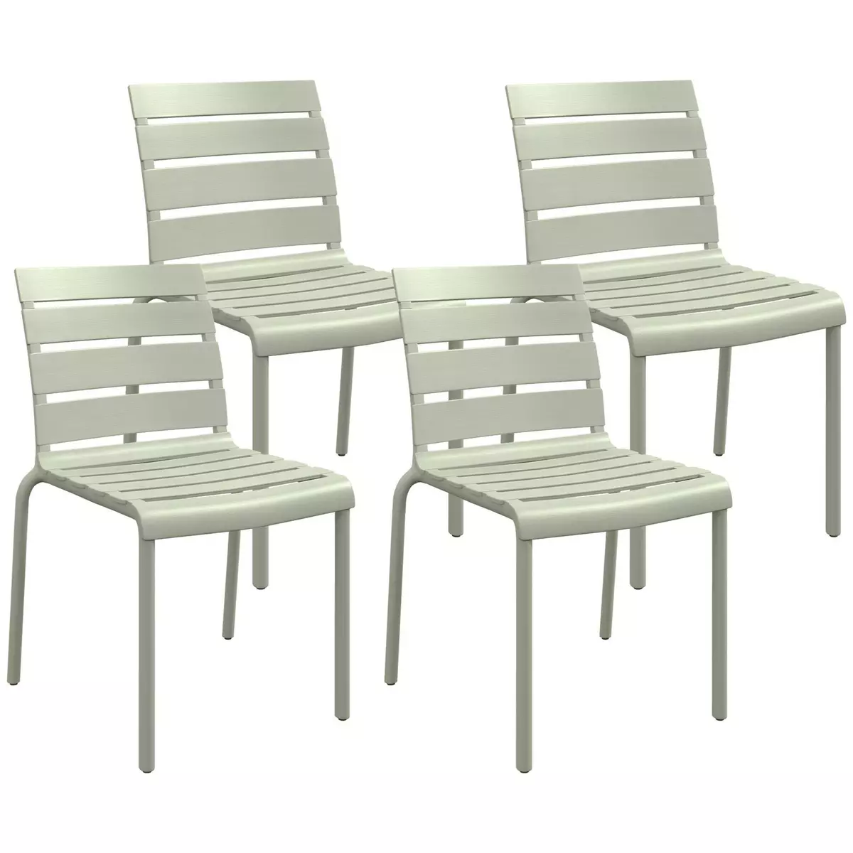 OUTSUNNY Lot de 4 chaises de jardin empilables avec assise et dossier à lattes vert