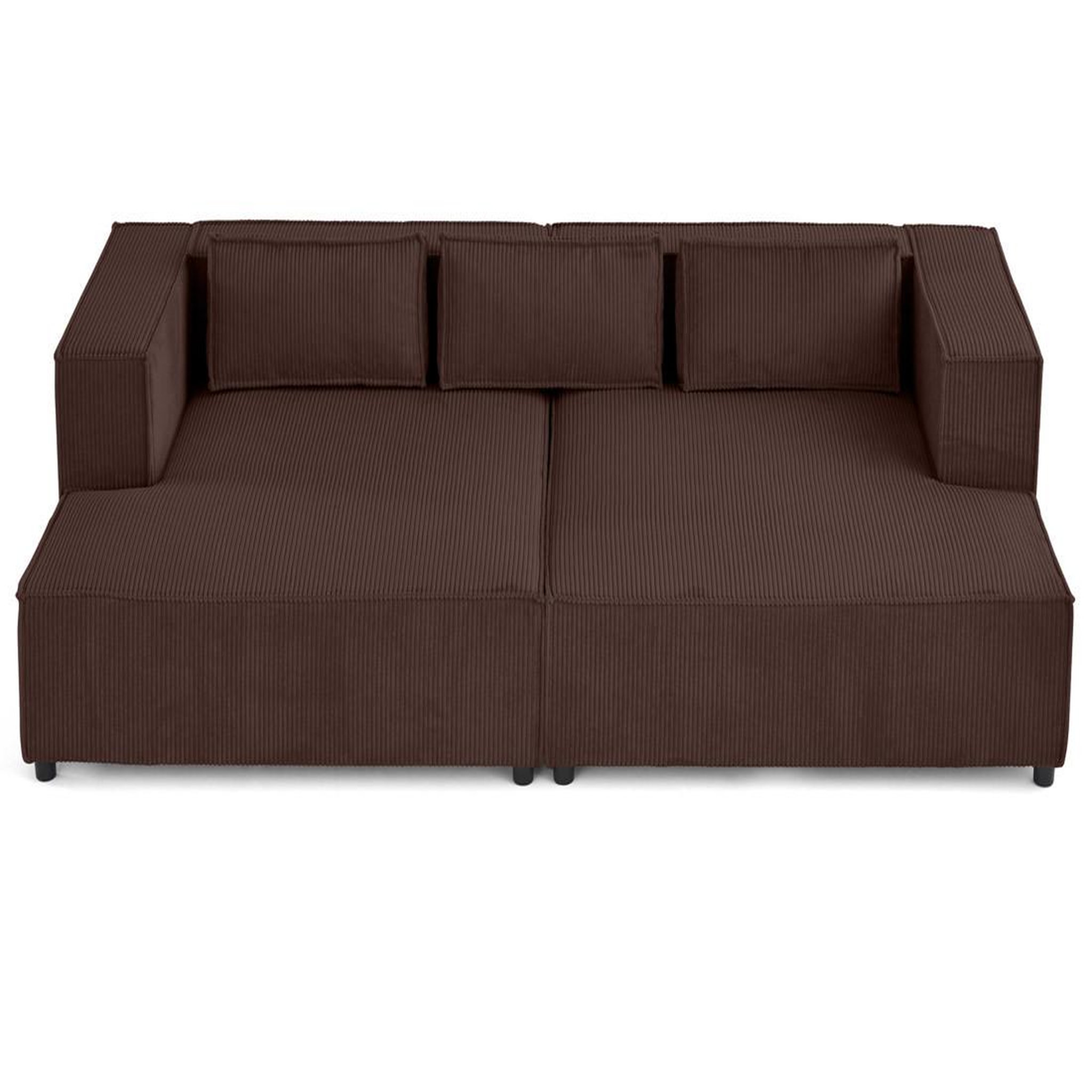 Voir la diapositive 3 : LISA DESIGN Stella - canapé droit 3 places avec double méridienne - assise profonde - en velours côtelé