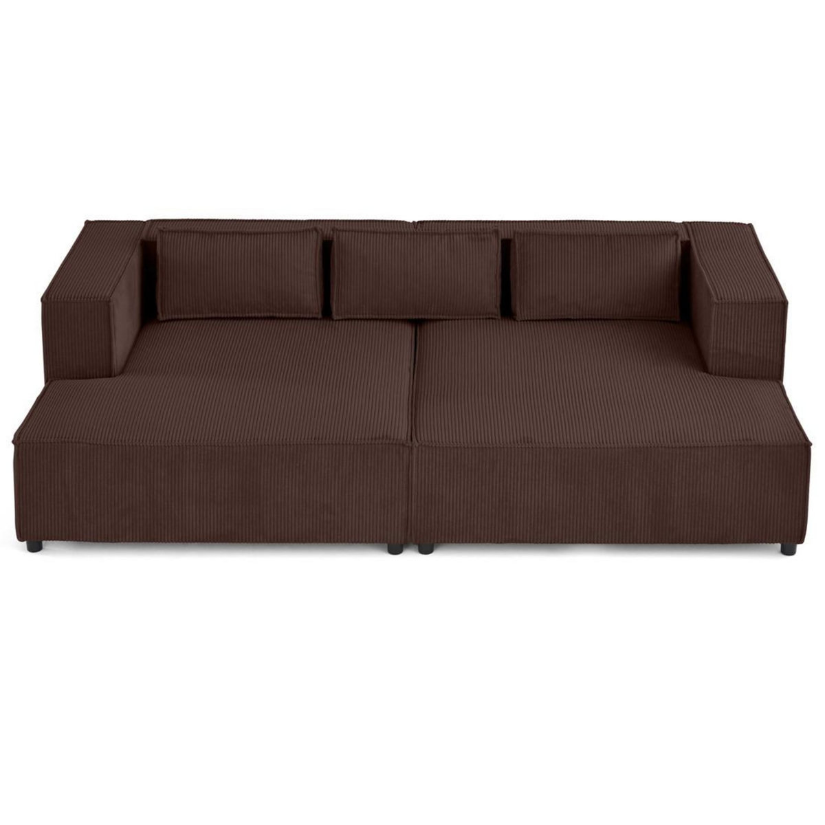 LISA DESIGN Stella - canapé droit 3 places avec double méridienne - assise profonde - en velours côtelé