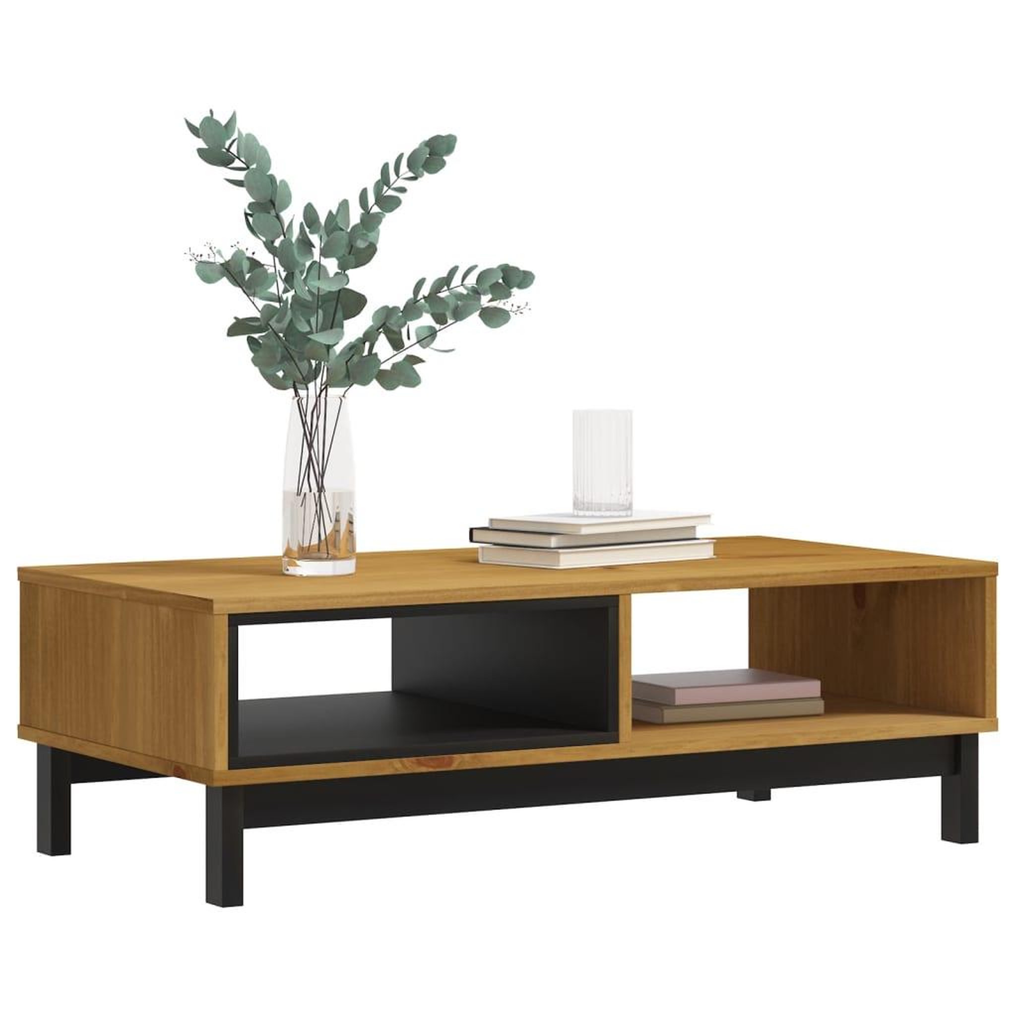 Voir la diapositive 3 : VIDAXL Table basse FLAM 100x50x32,5 cm bois de pin massif