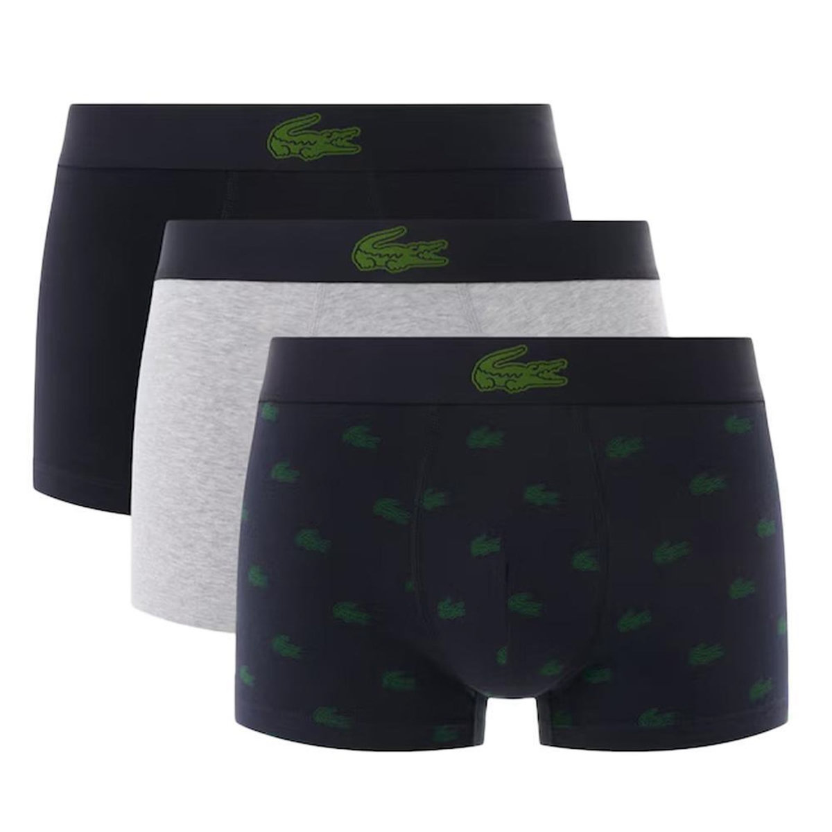 Lacoste x3 Boxers Marine/Vert/Gris Homme  acoste Stretch