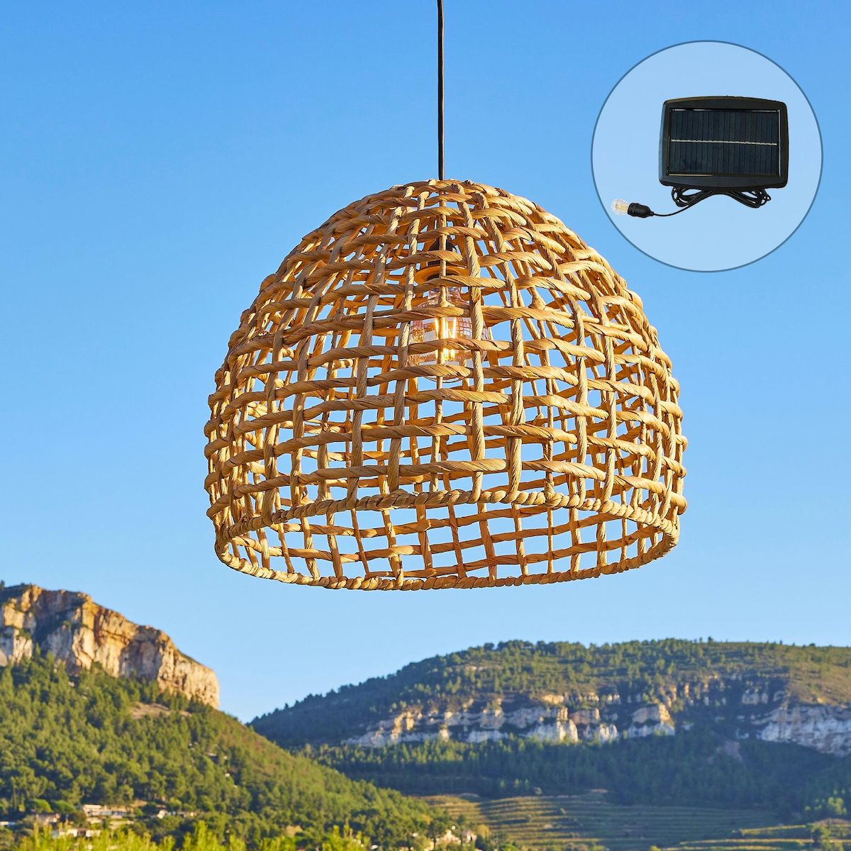 Lumisky Suspension solaire bohème AMADEO Beige Jonc de mer