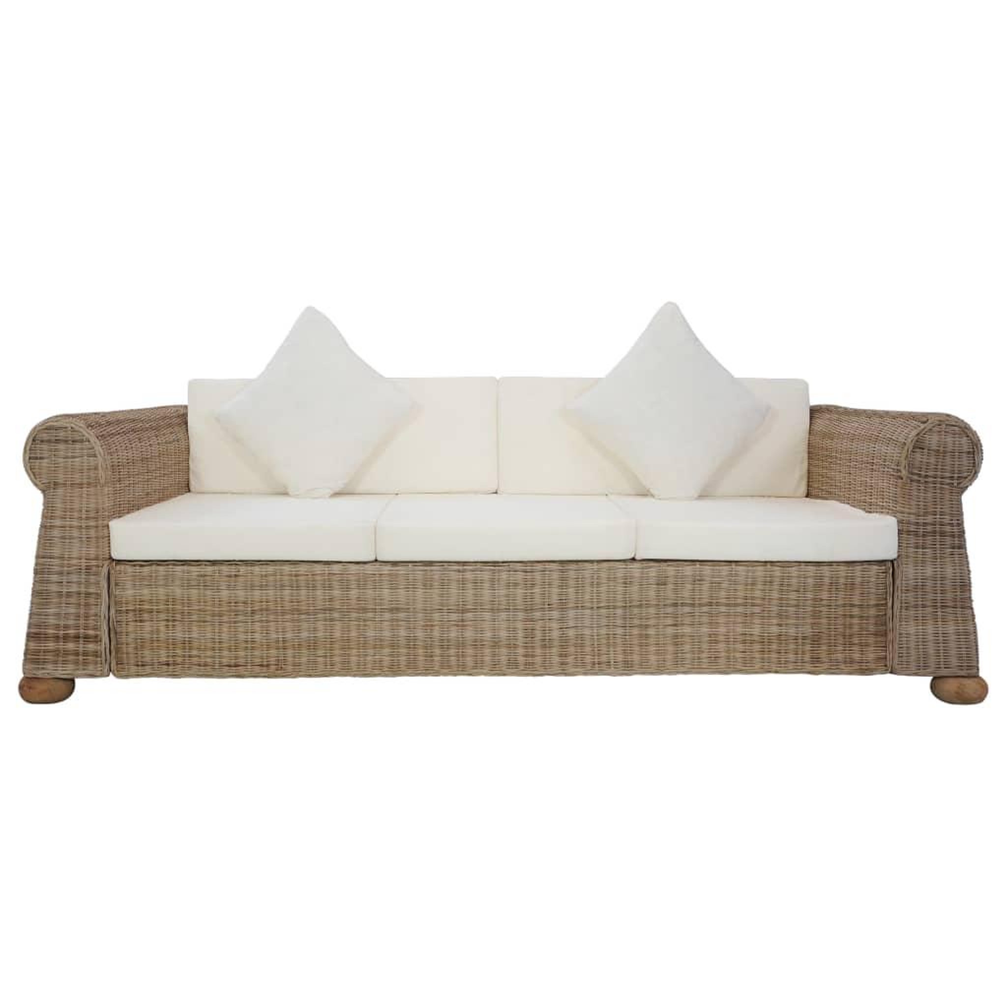 Voir la diapositive 3 : VIDAXL Canape a 3 places avec coussins Rotin naturel