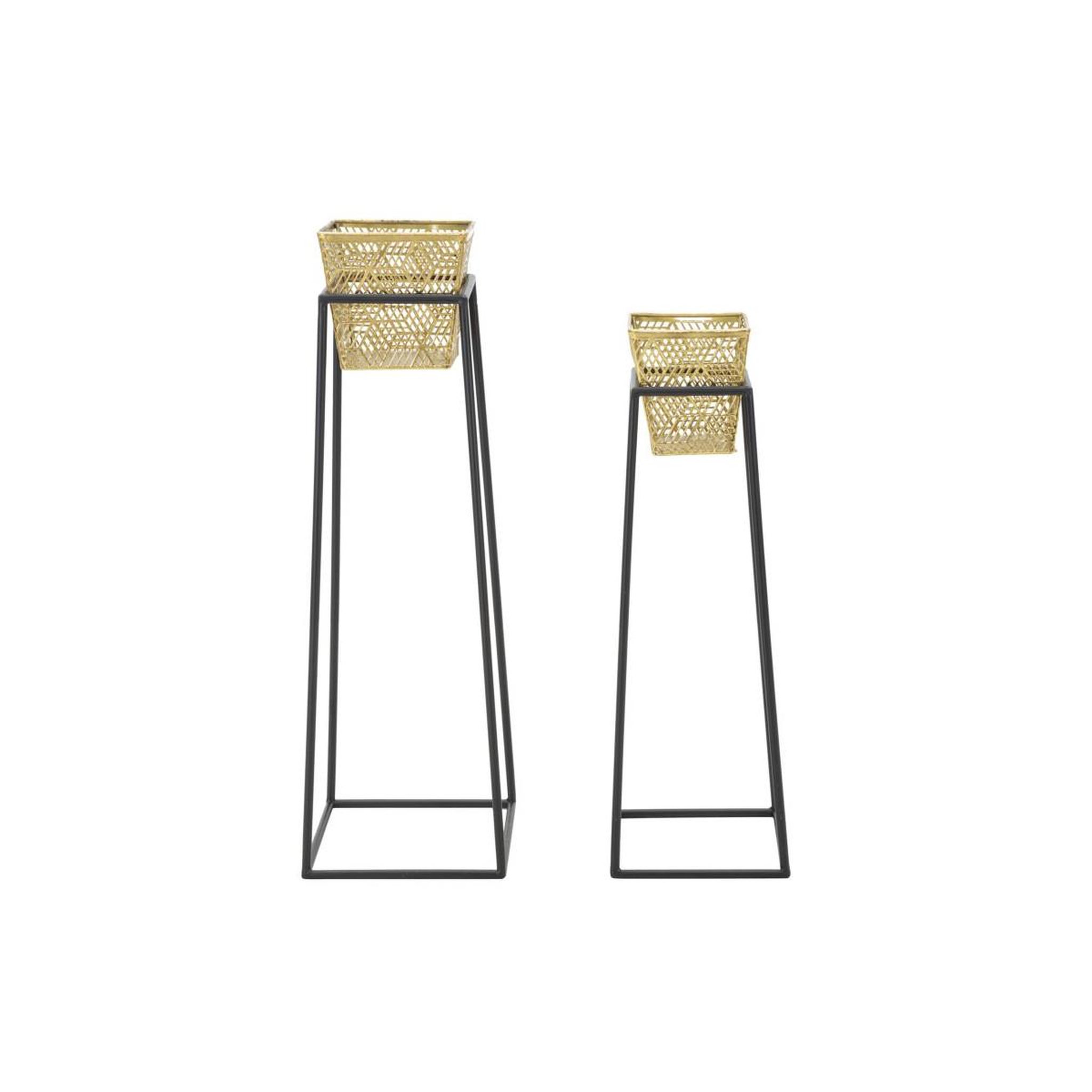 Voir la diapositive 2 : Paris Prix Lot de 2 cache-pots sur pied  wilma  70cm noir & or