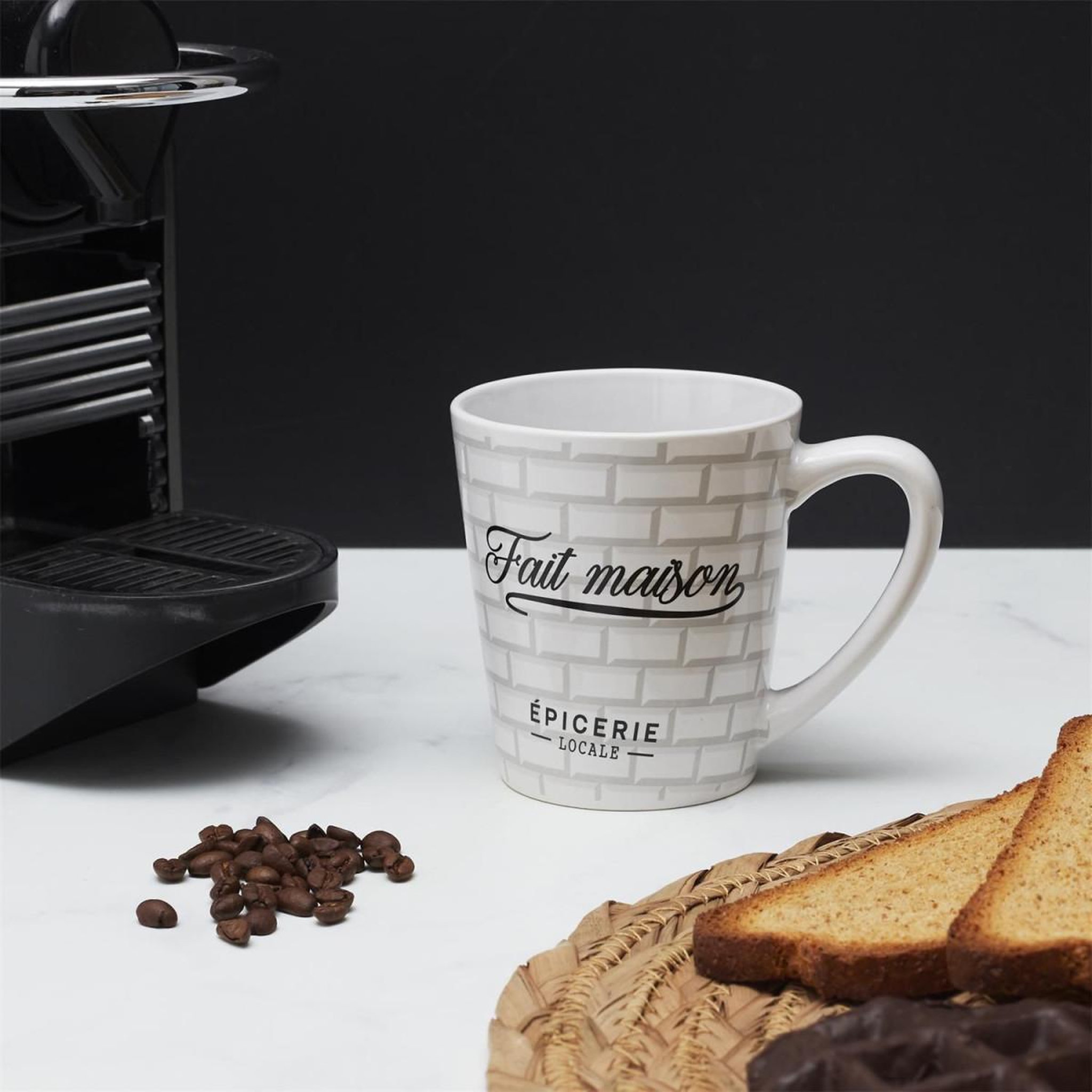 Voir la diapositive 5 : The Home Deco Factory Lot de 6 mugs en porcelaine  brooklyn  30cl blanc