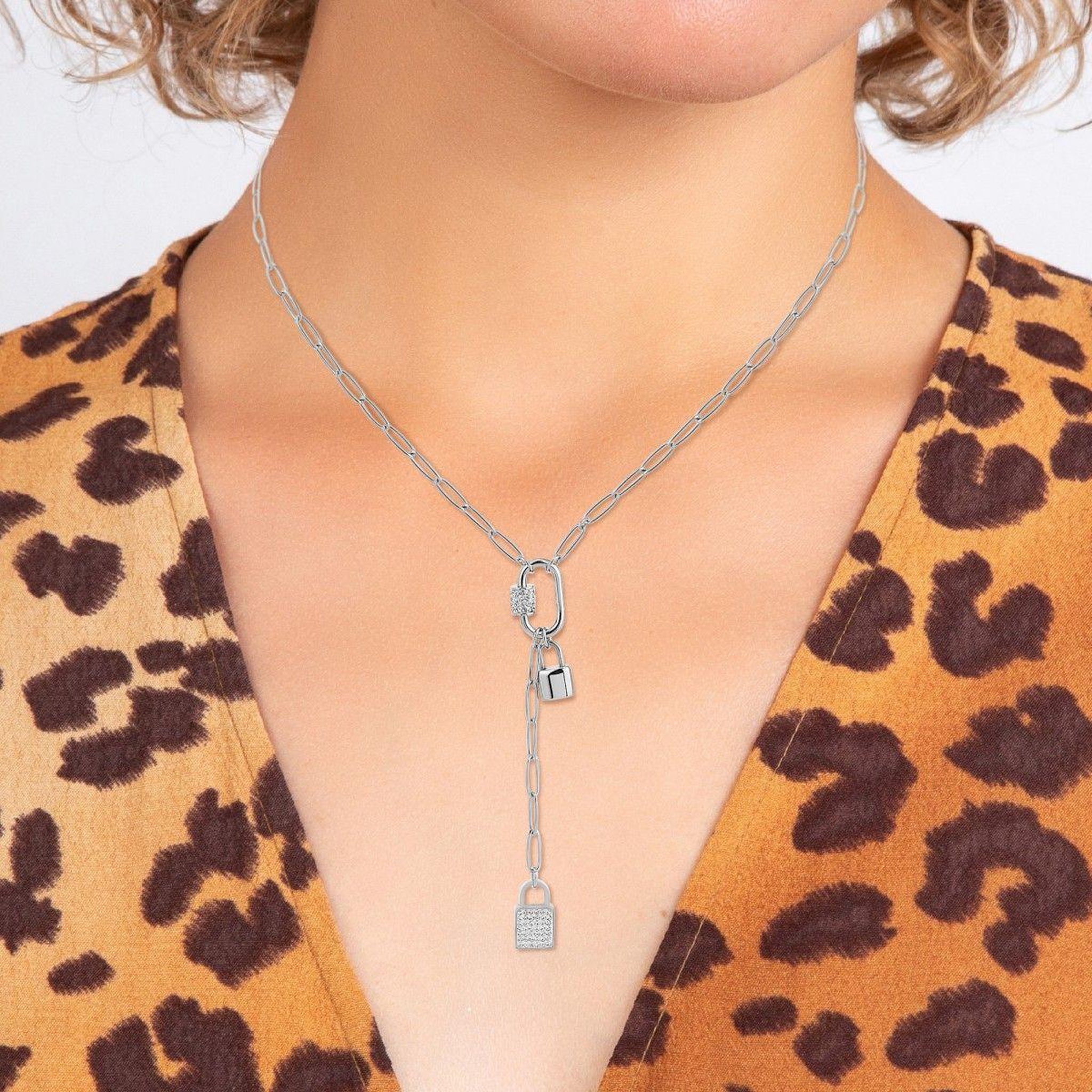 Voir la diapositive 2 : SC CRYSTAL Collier cadenas par SC Crystal orné de Cristaux scintillants