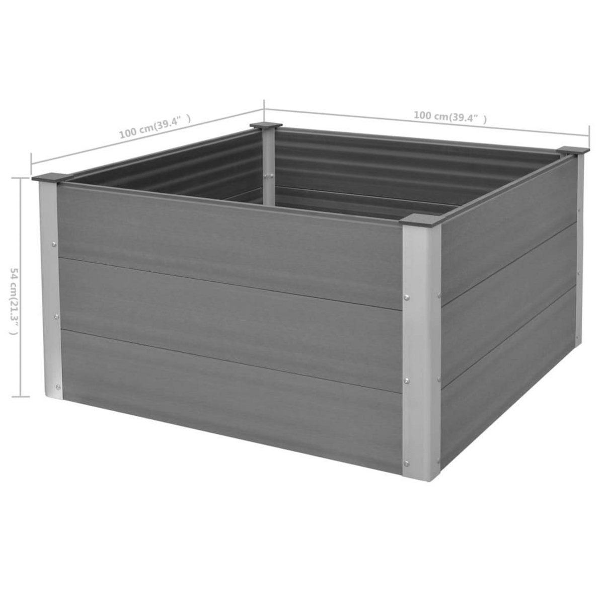 VIDAXL Lit sureleve de jardin WPC 100x100x54 cm Gris