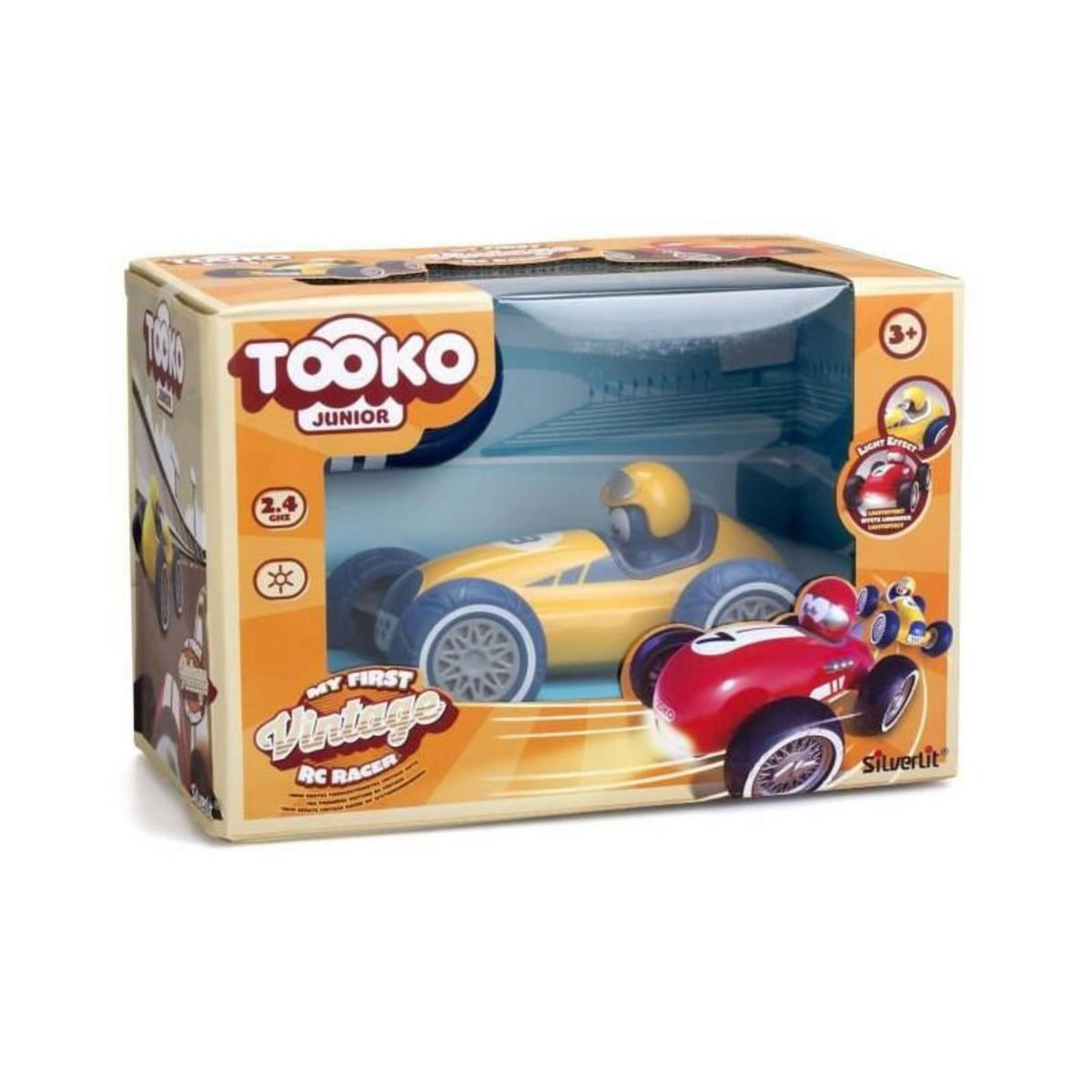 TOOKO TOOKO - Ma premiere voiture telecommandee de course - Look Vintage - Des 3 ans - Coloris aleatoire : rouge ou jaune - 13 cm