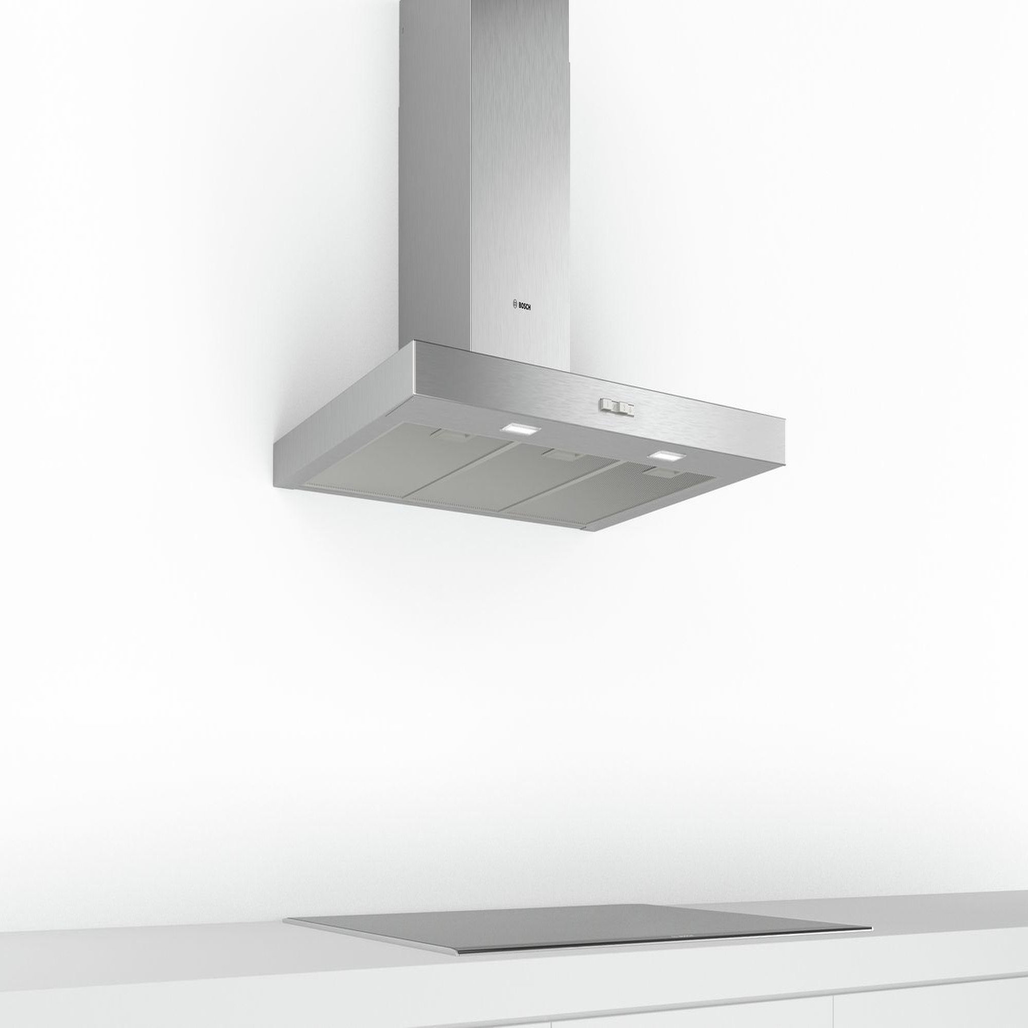 Voir la diapositive 4 : BOSCH Hotte décorative murale 90cm 64db 330m3/h inox - dwb94bc50