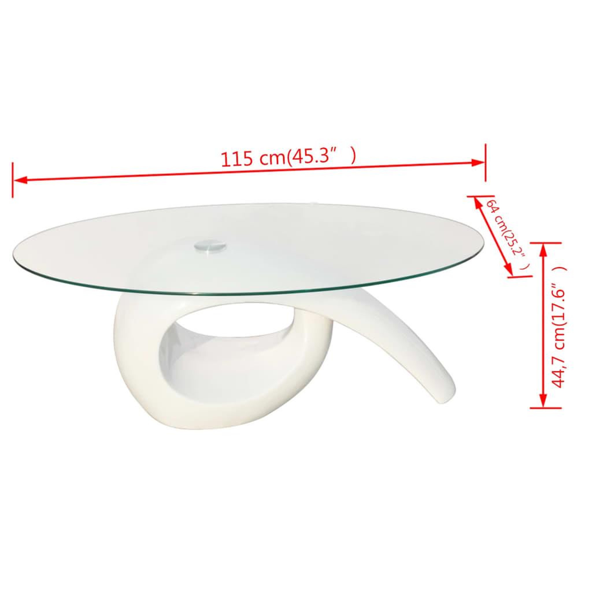 Voir la diapositive 4 : VIDAXL Table basse avec dessus de table en verre ovale Blanc brillant