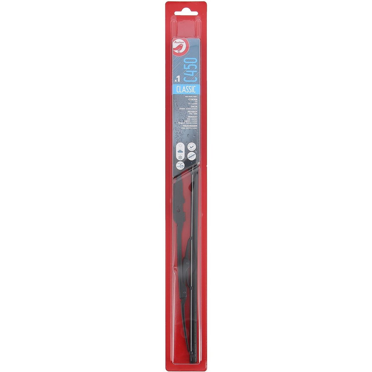AUCHAN Balai d'essuie-glace C450 45cm pour CITROËN DACIA PEUGEOT RENAULT VOLKSWAGEN