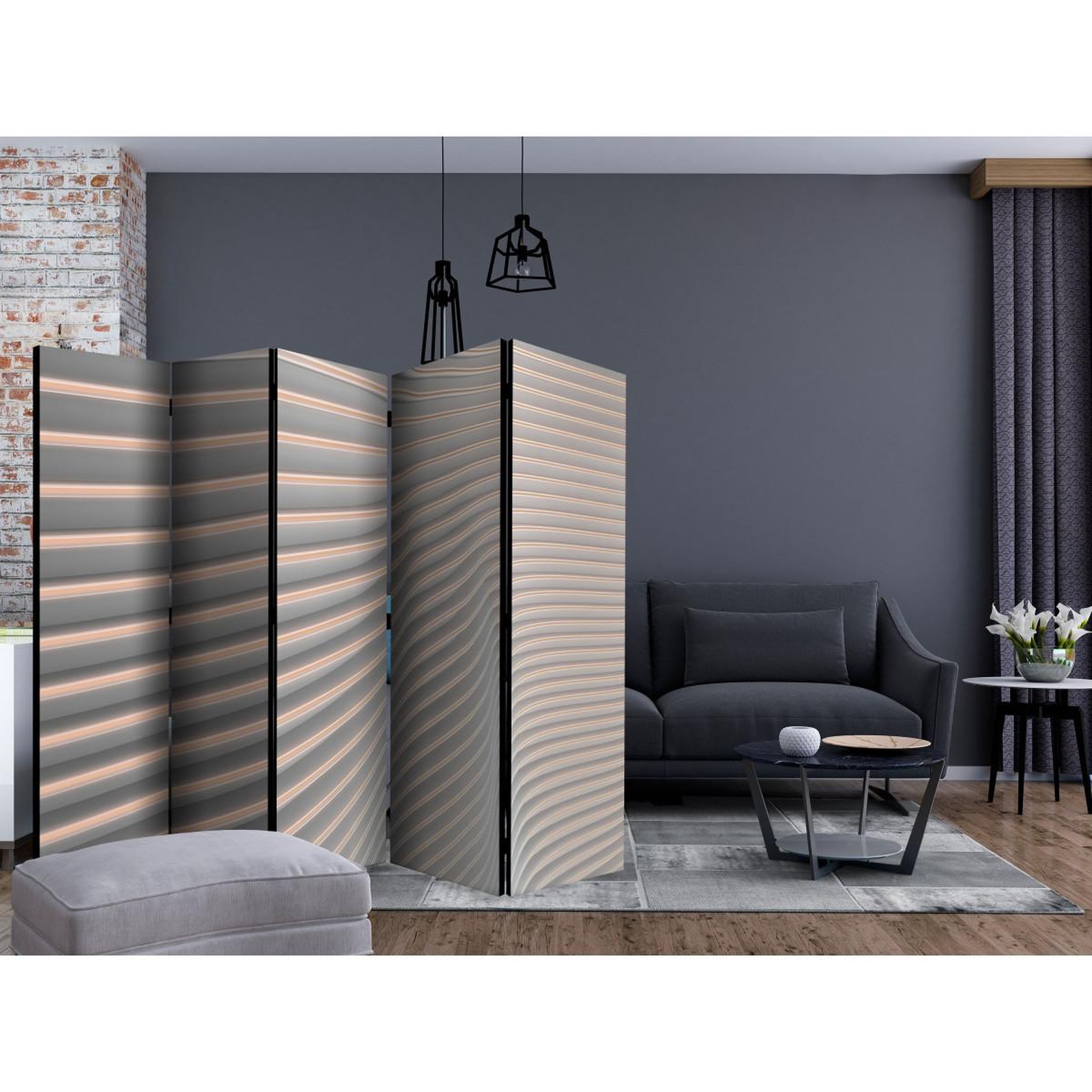 Voir la diapositive 2 : Paris Prix Paravent 5 Volets  Cool Stripes  172x225cm