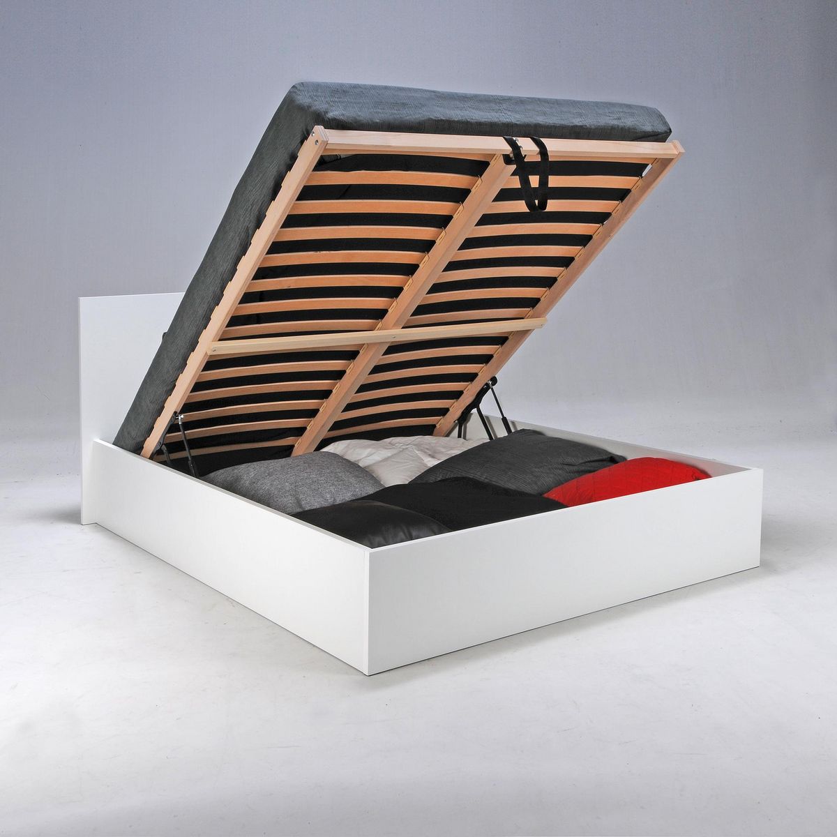 Ensemble Lit coffre avec tête de lit et sommier relevable  140x190 cm BARCELONA + matelas 140x190 cm DIONE