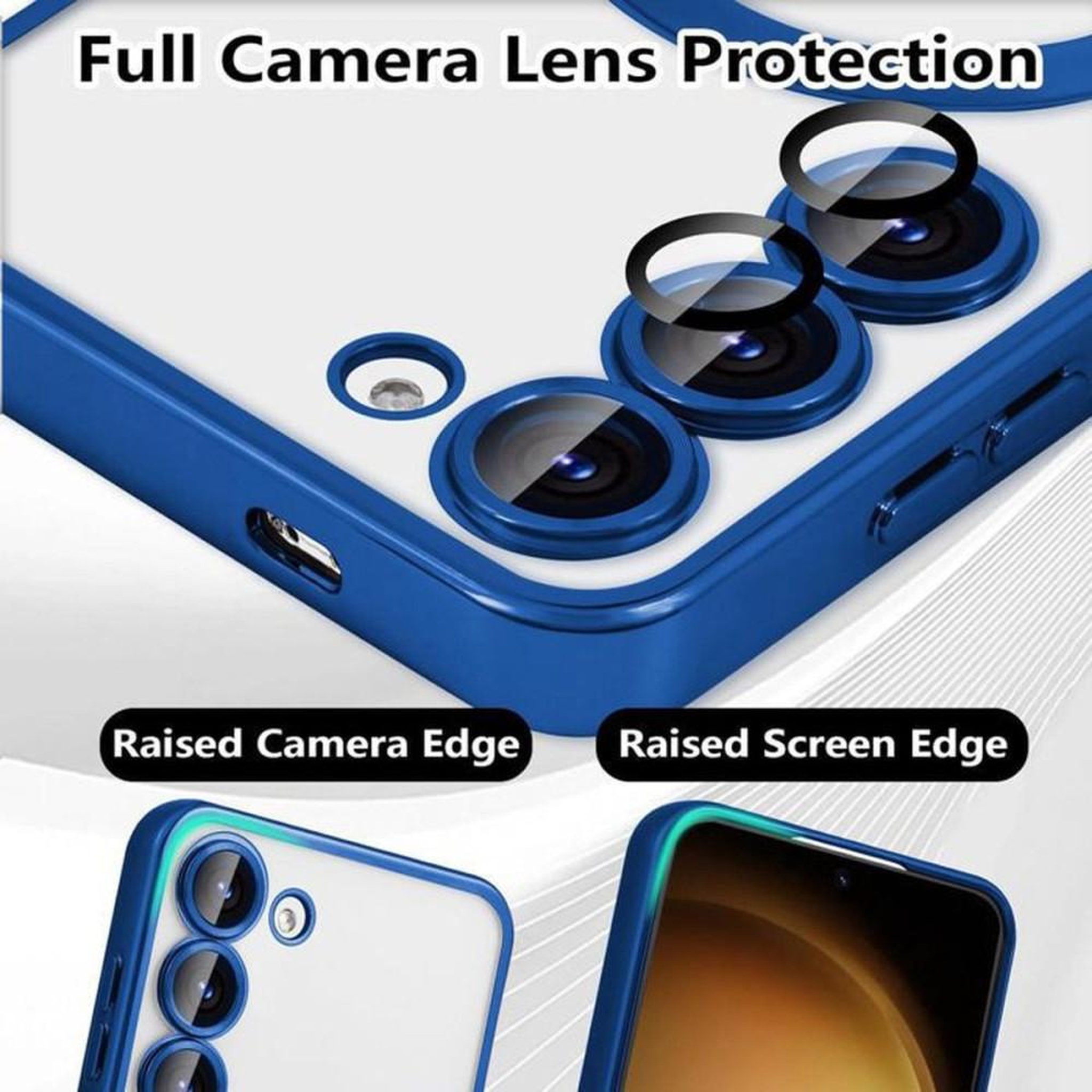Voir la diapositive 5 : Coque de protection pour téléphone Samsung Galaxy S24+ Ultra ultra-fine anti-choc transparente bleue