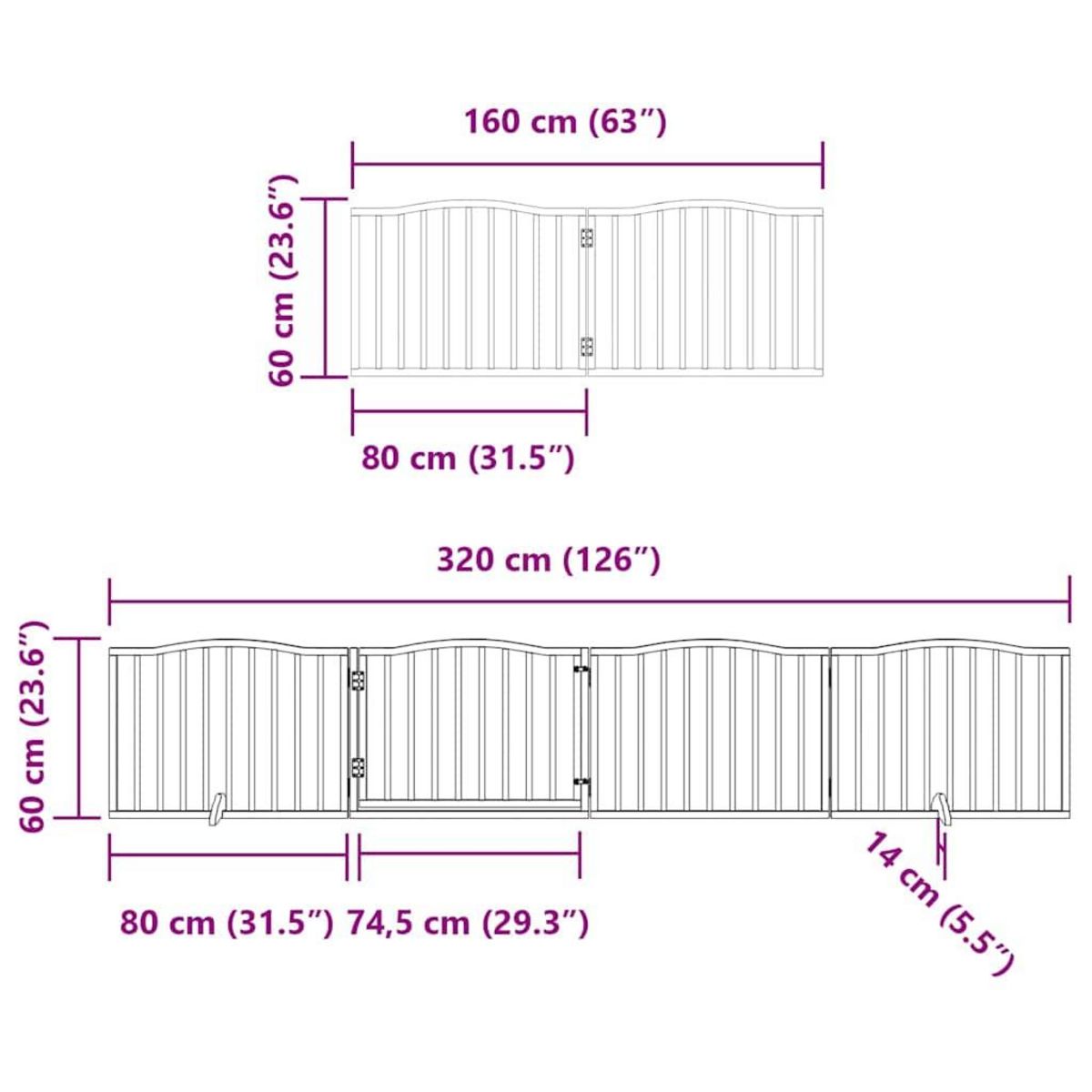VIDAXL Barriere pour chien porte pliable 12 panneaux bois de peuplier