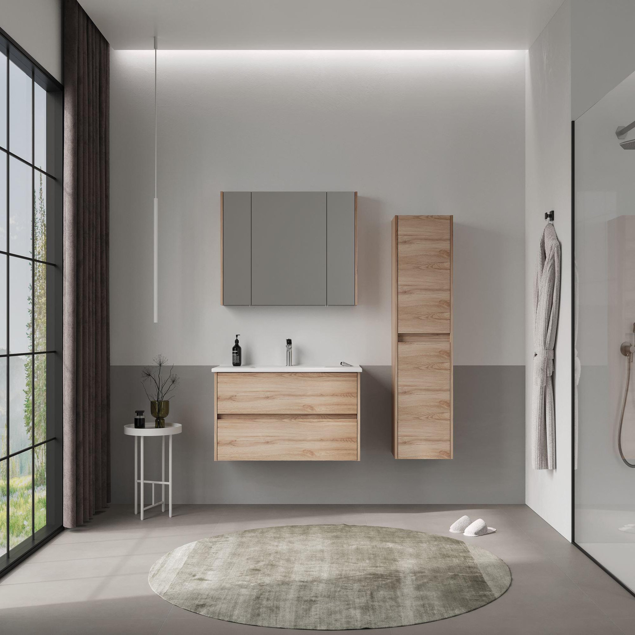 Voir la diapositive 4 : Habitat et Jardin Armoire de Salle de Bain  Side 40  - 40 x 27 x 138 cm - Oak