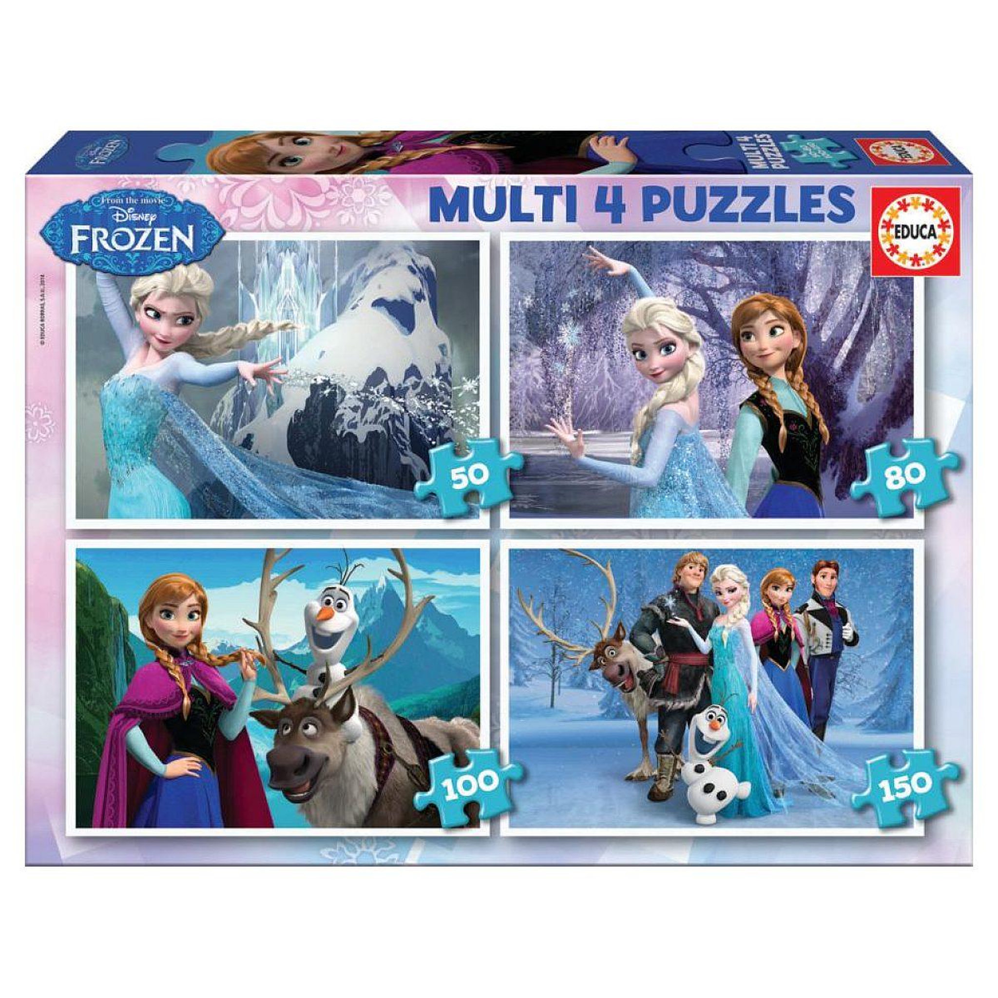EDUCA Puzzles x 4 - la reine des neiges -  50+80+100+150 -