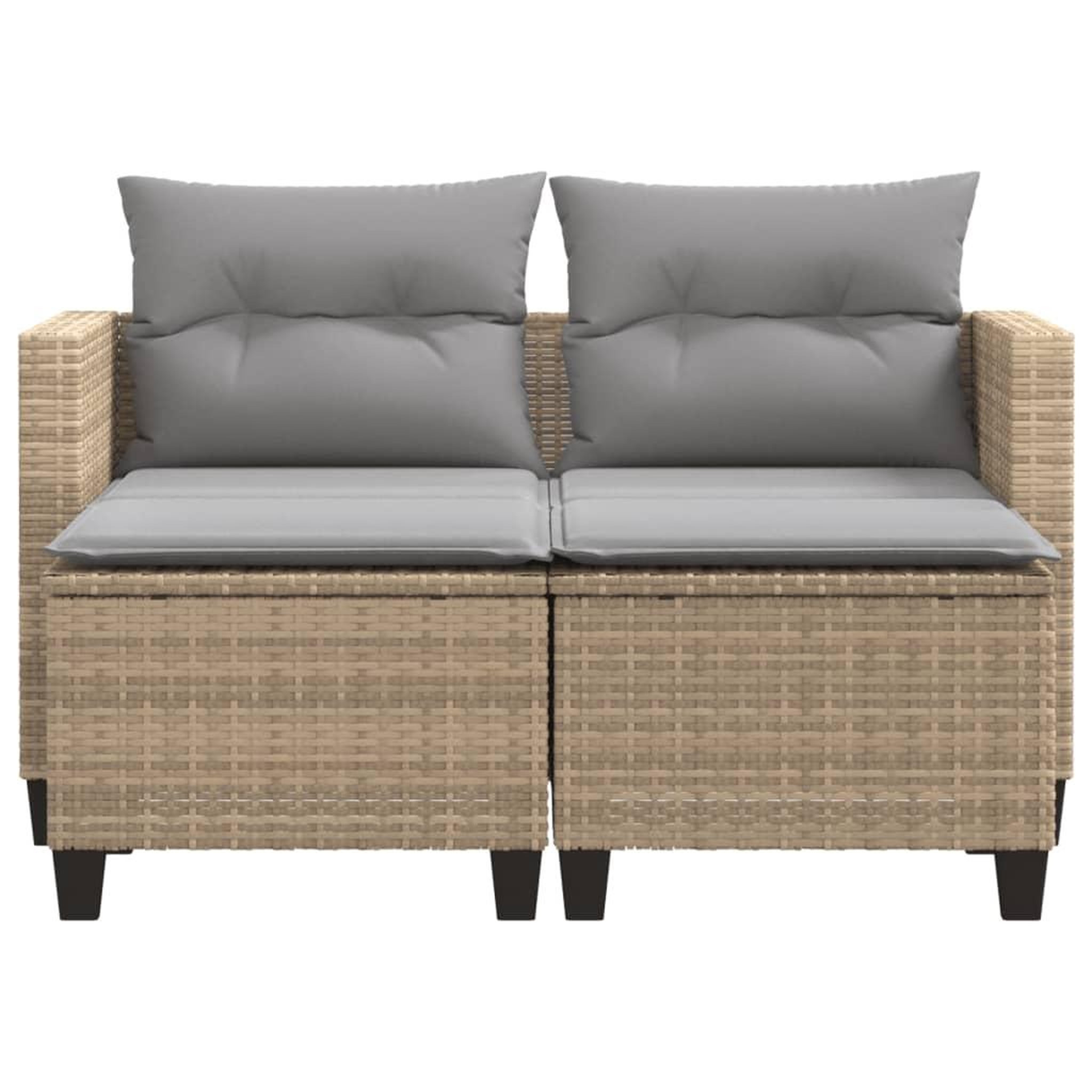 Voir la diapositive 4 : VIDAXL Canape de jardin 2 places avec tabourets beige resine tressee