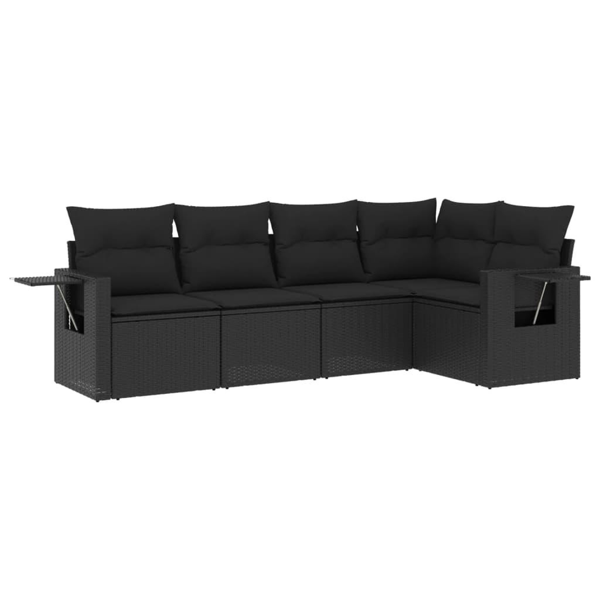 Voir la diapositive 2 : VIDAXL Salon de jardin 5 pcs avec coussins noir resine tressee