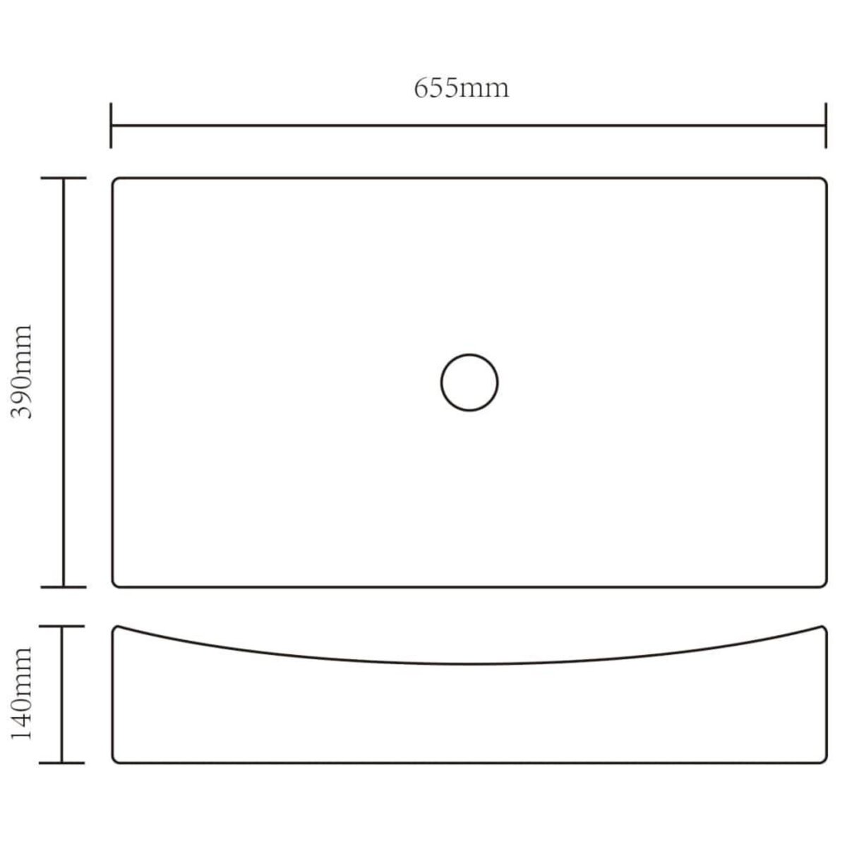 VIDAXL Vasque rectangulaire ceramique Noir pour salle de bain