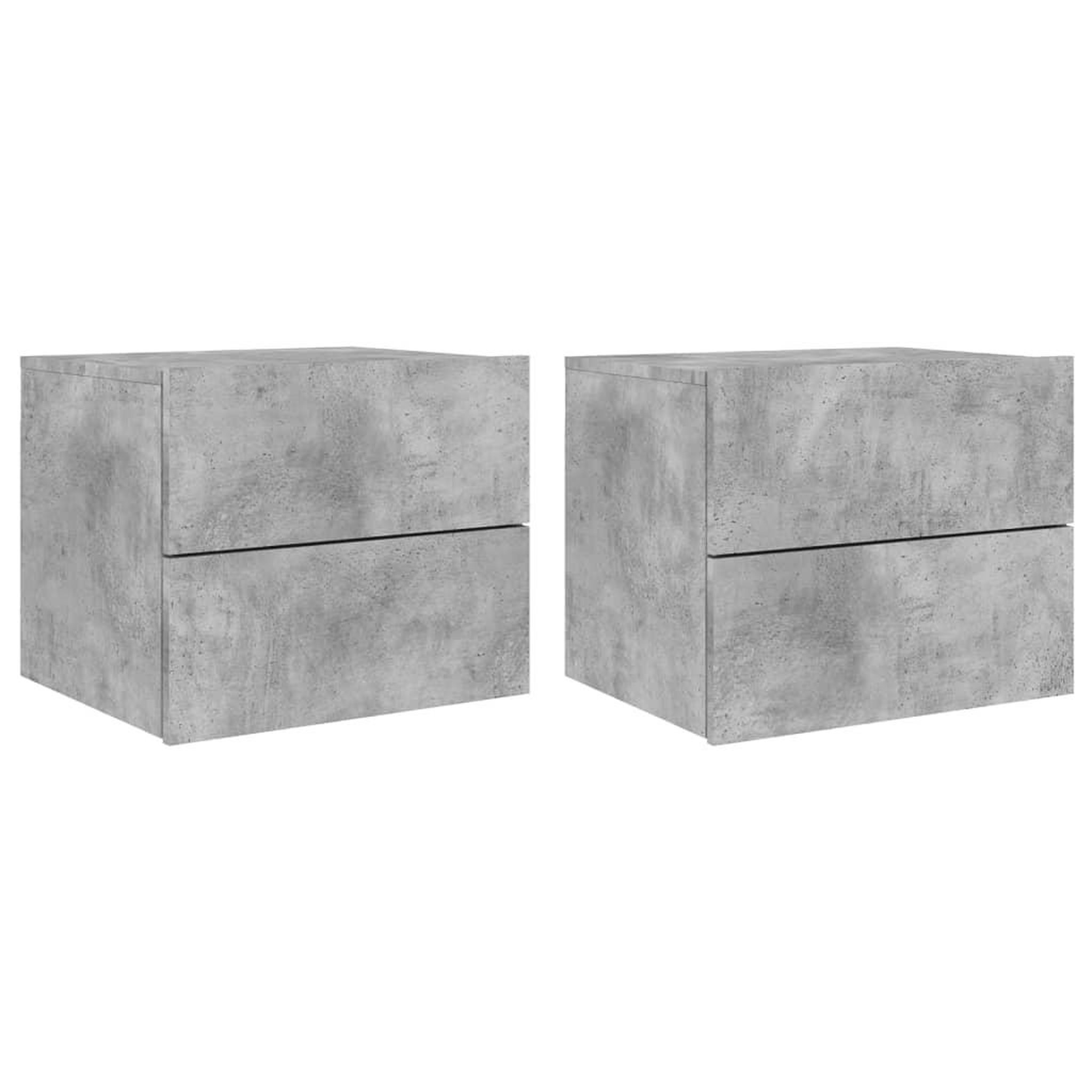 Voir la diapositive 2 : VIDAXL Tables de chevet murales avec lumieres LED 2 pcs gris beton