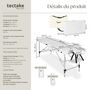 Voir la diapositive 6 : tectake Table de massage portable pliante 2 zones largeur 61 cm et rembourrage de 4 cm blanc