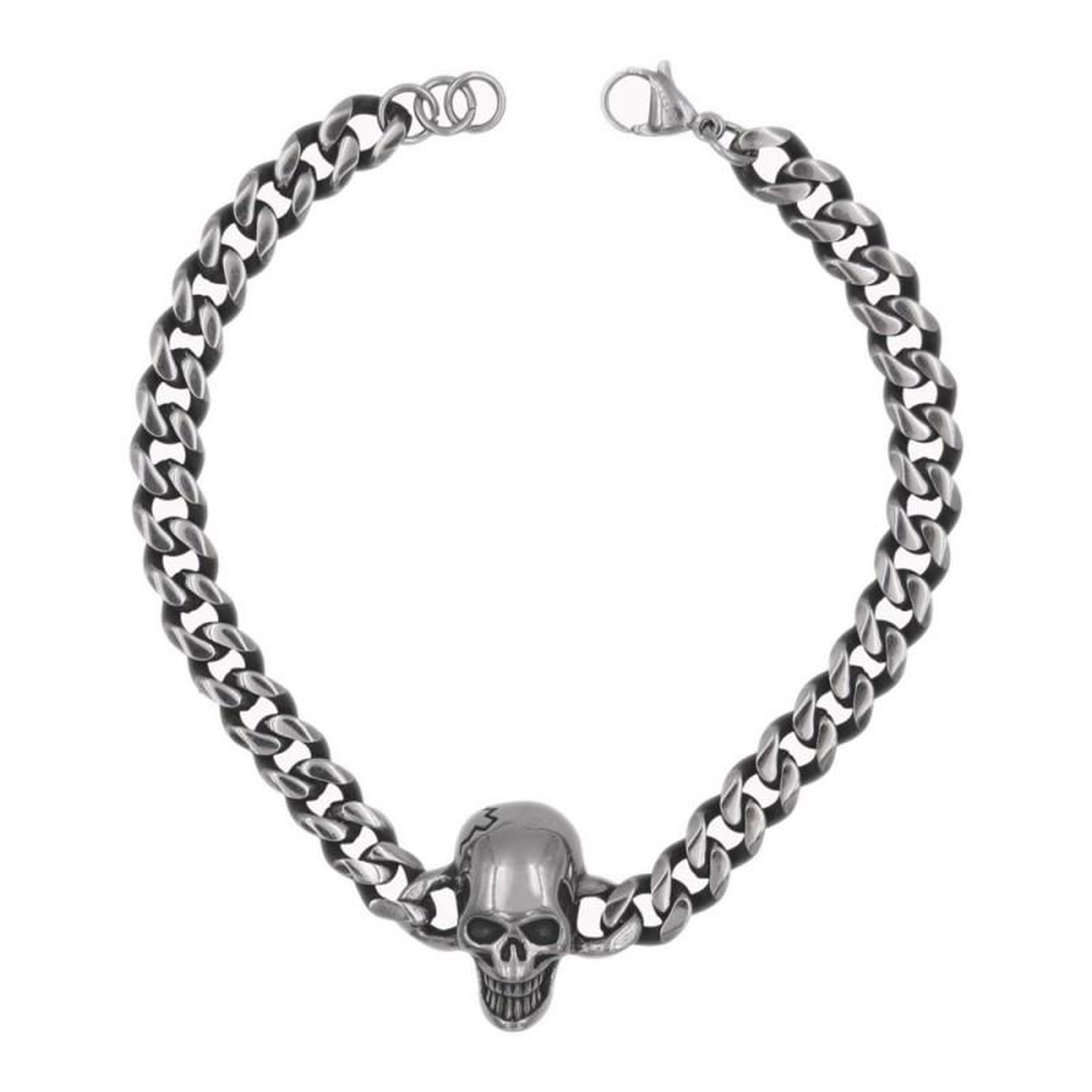 Voir la diapositive 1 : L'ATELIER D'AZUR Bracelet Acier - Tête de Mort - Homme