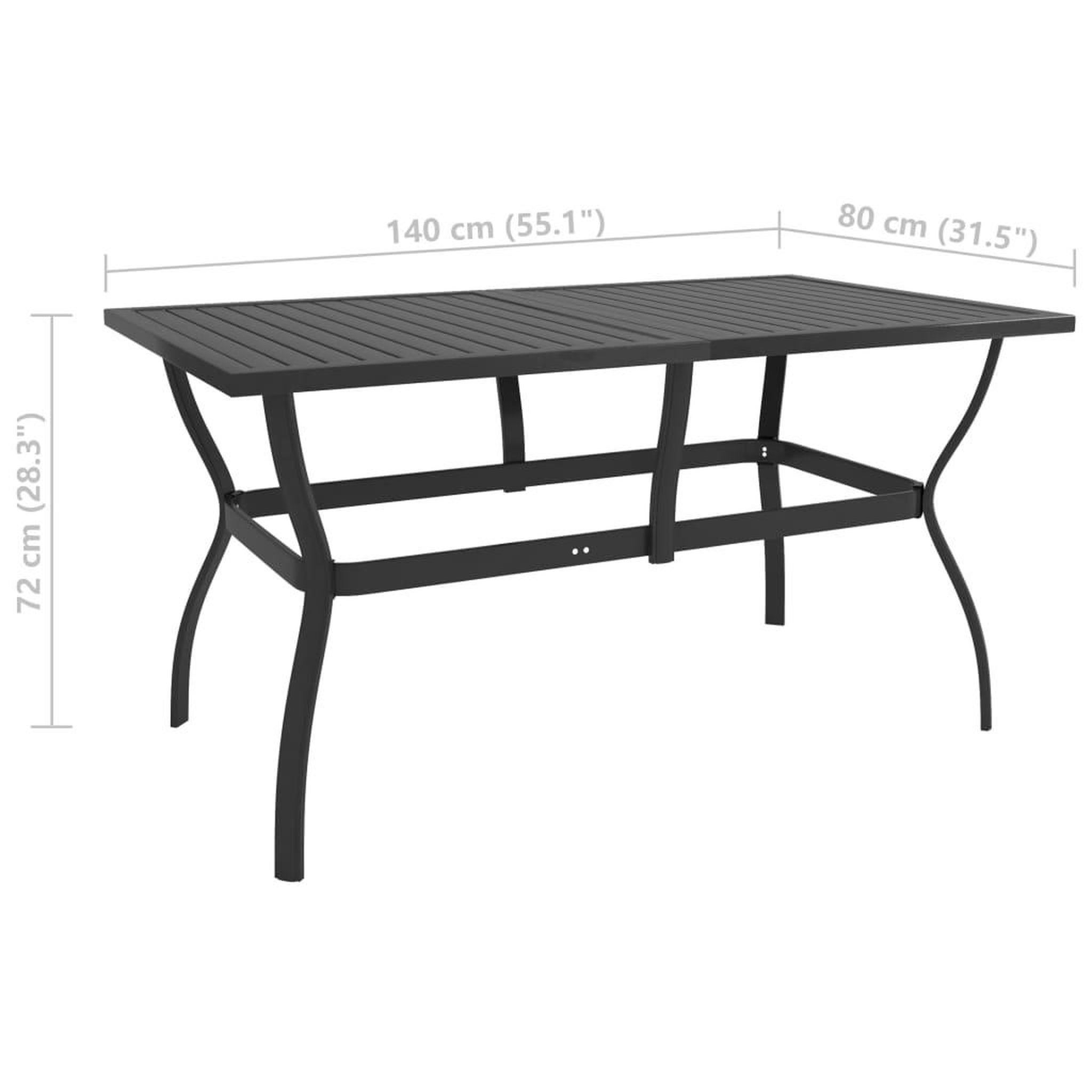 Voir la diapositive 6 : VIDAXL Table de jardin Anthracite 140x80x72 cm Acier