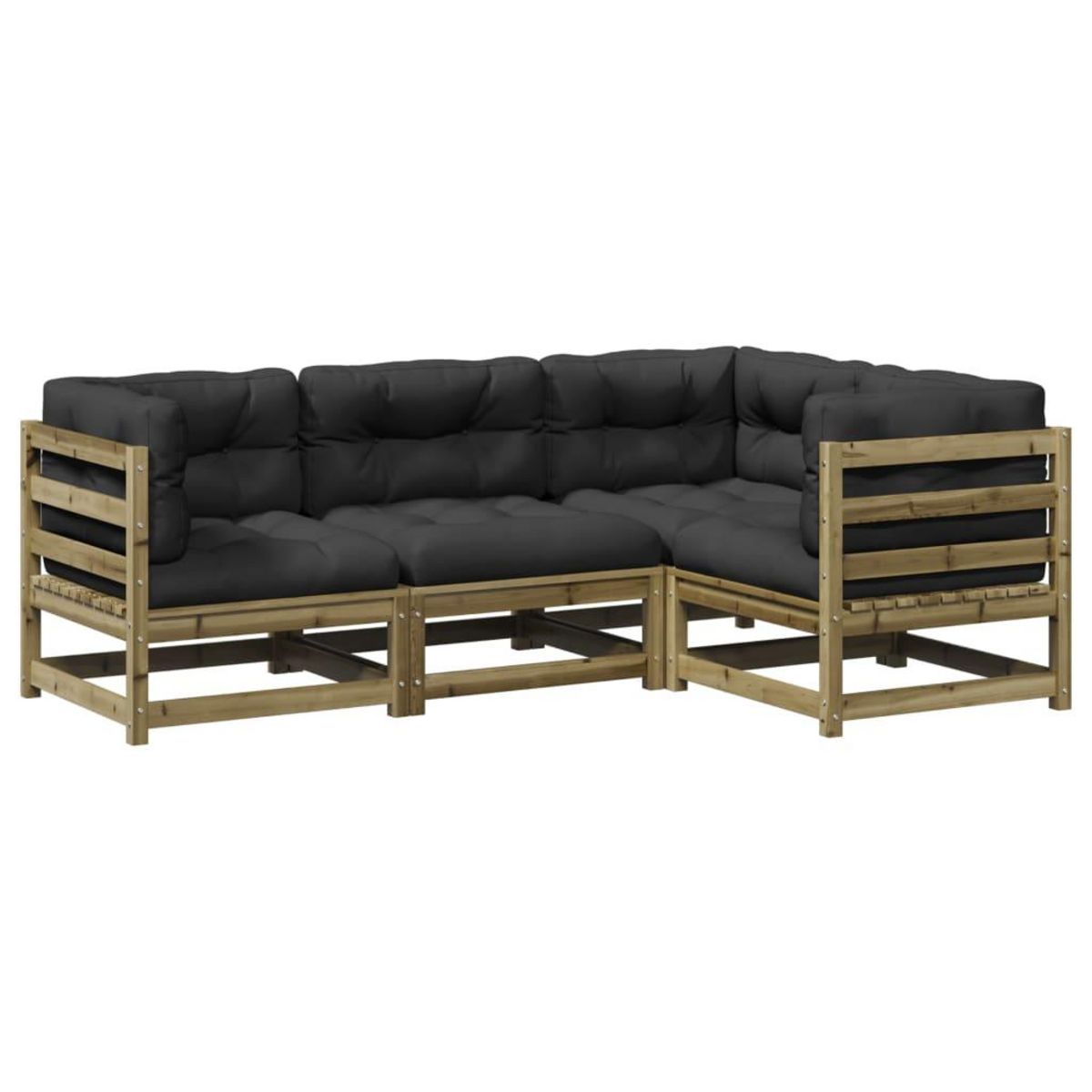 VIDAXL Salon de jardin 4 pcs avec coussins bois de pin impregne
