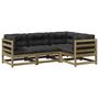 Voir la diapositive 2 : VIDAXL Salon de jardin 4 pcs avec coussins bois de pin impregne