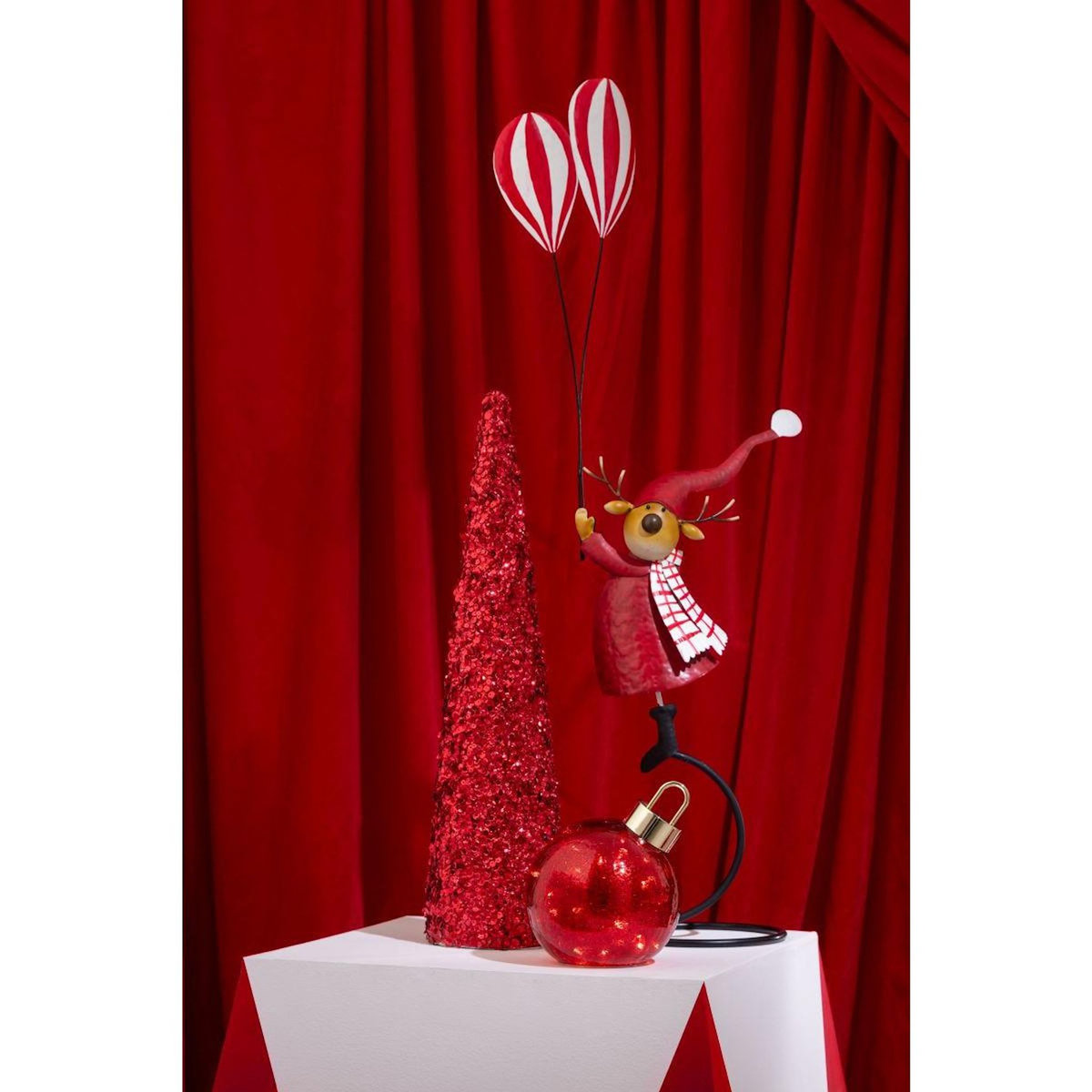 Paris Prix Renne Déco sur Socle  Ballons  85cm Rouge