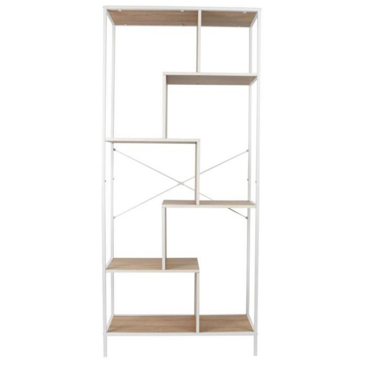 Paris Prix Étagère Design  Edison 180cm Naturel & Blanc