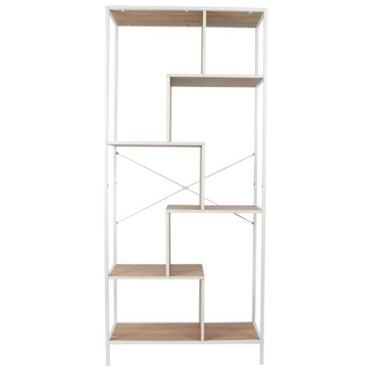 Paris Prix Étagère Design  Edison 180cm Naturel & Blanc