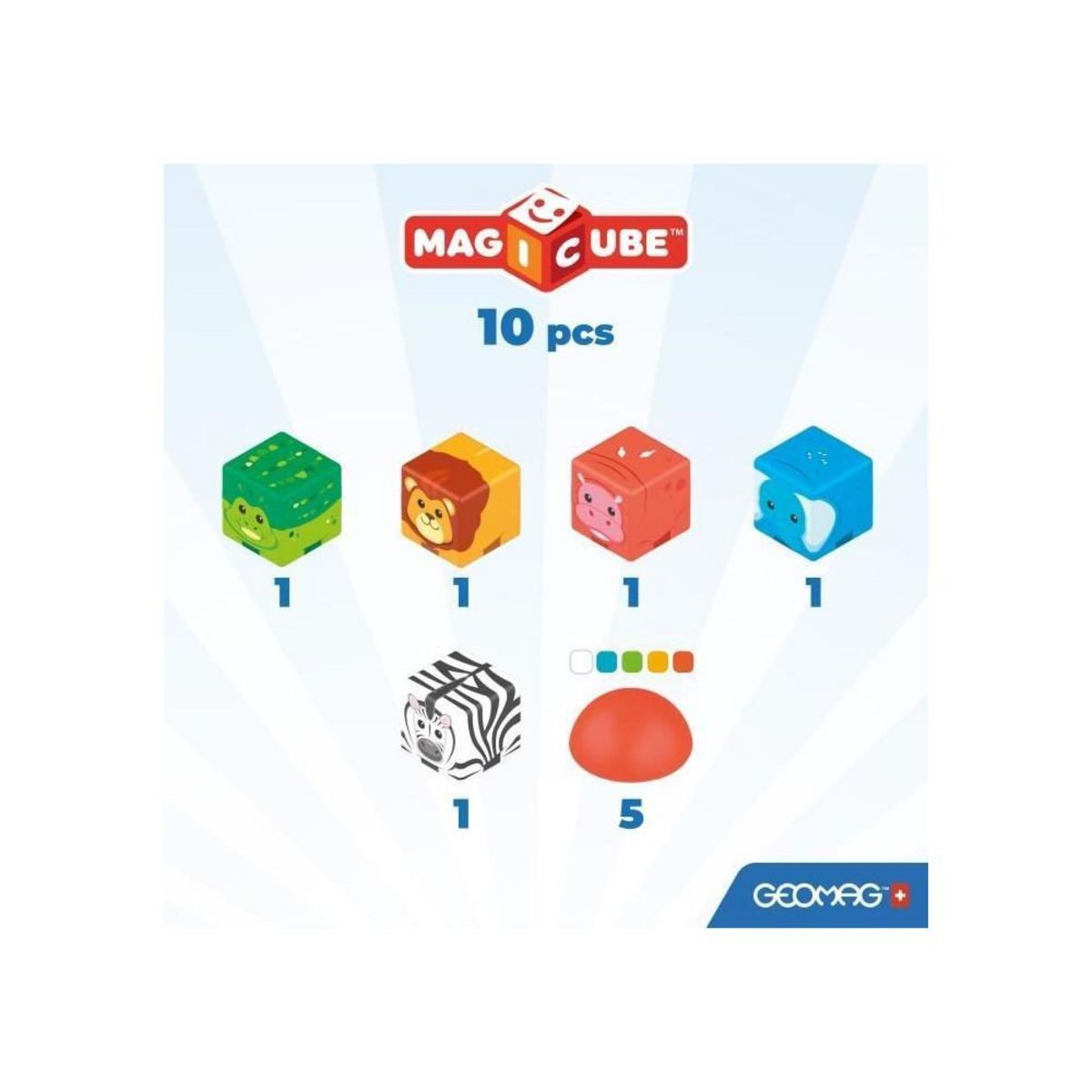 Geomag Blocs magnétiques - GEOMAG - Safari - 10 pieces - Éducatif - Plastique recyclé - Des 12 mois