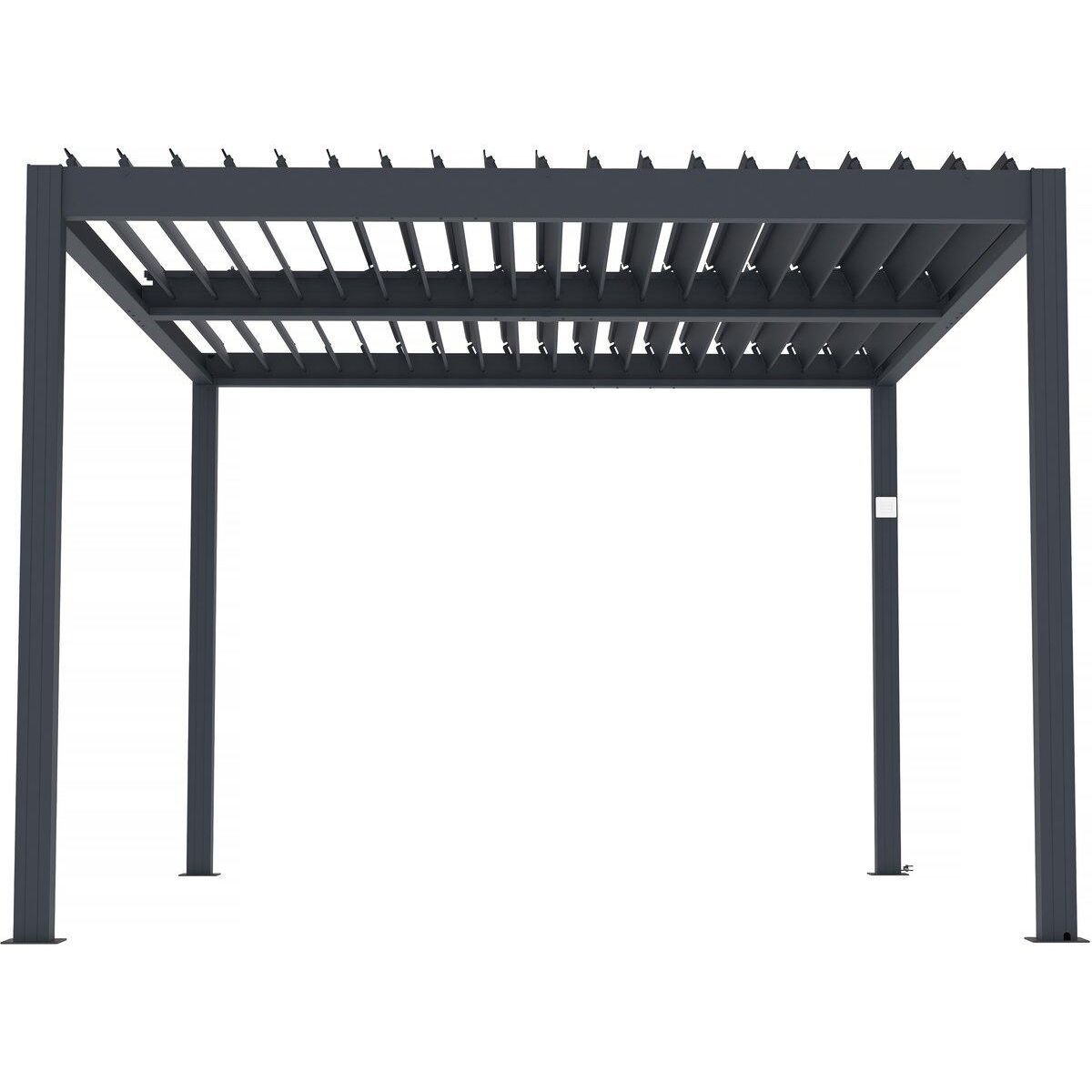 Habitat et Jardin Pergola bioclimatique électrique avec led  Windsor  en aluminium 3 x 4 - Gris