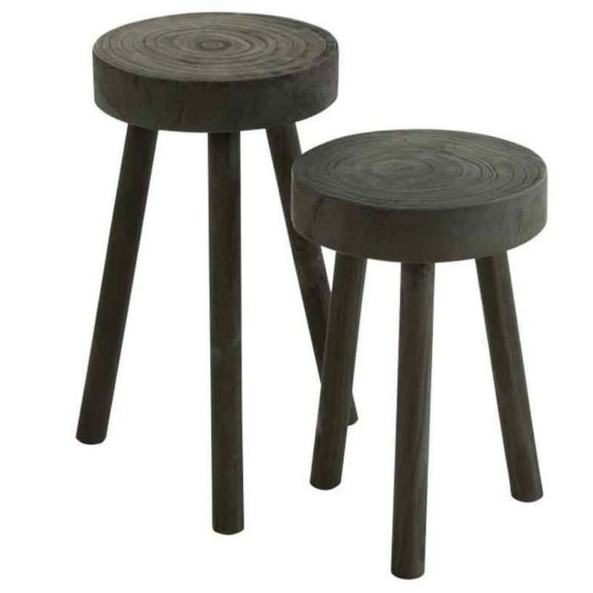 Paris Prix Lot de 2 Tabourets en Bois  Jenny  56cm Noir