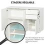 Voir la diapositive 4 : HOMCOM Commode buffet de rangement 2 tiroirs coulissants 3 portes étagère réglable panneaux de particules 117 x 36 x 74 cm blanc