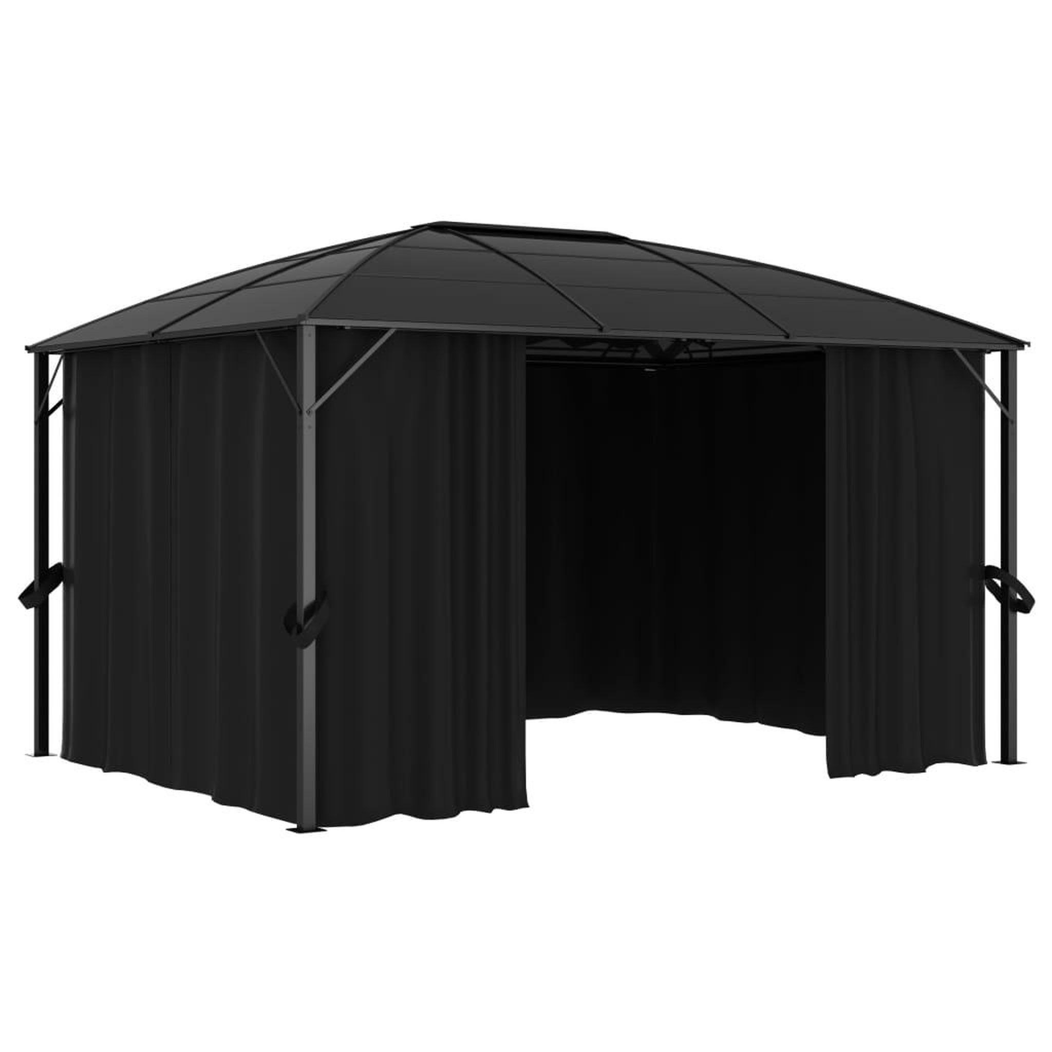 Voir la diapositive 4 : VIDAXL Tonnelle avec rideaux 400x300x265 cm Anthracite
