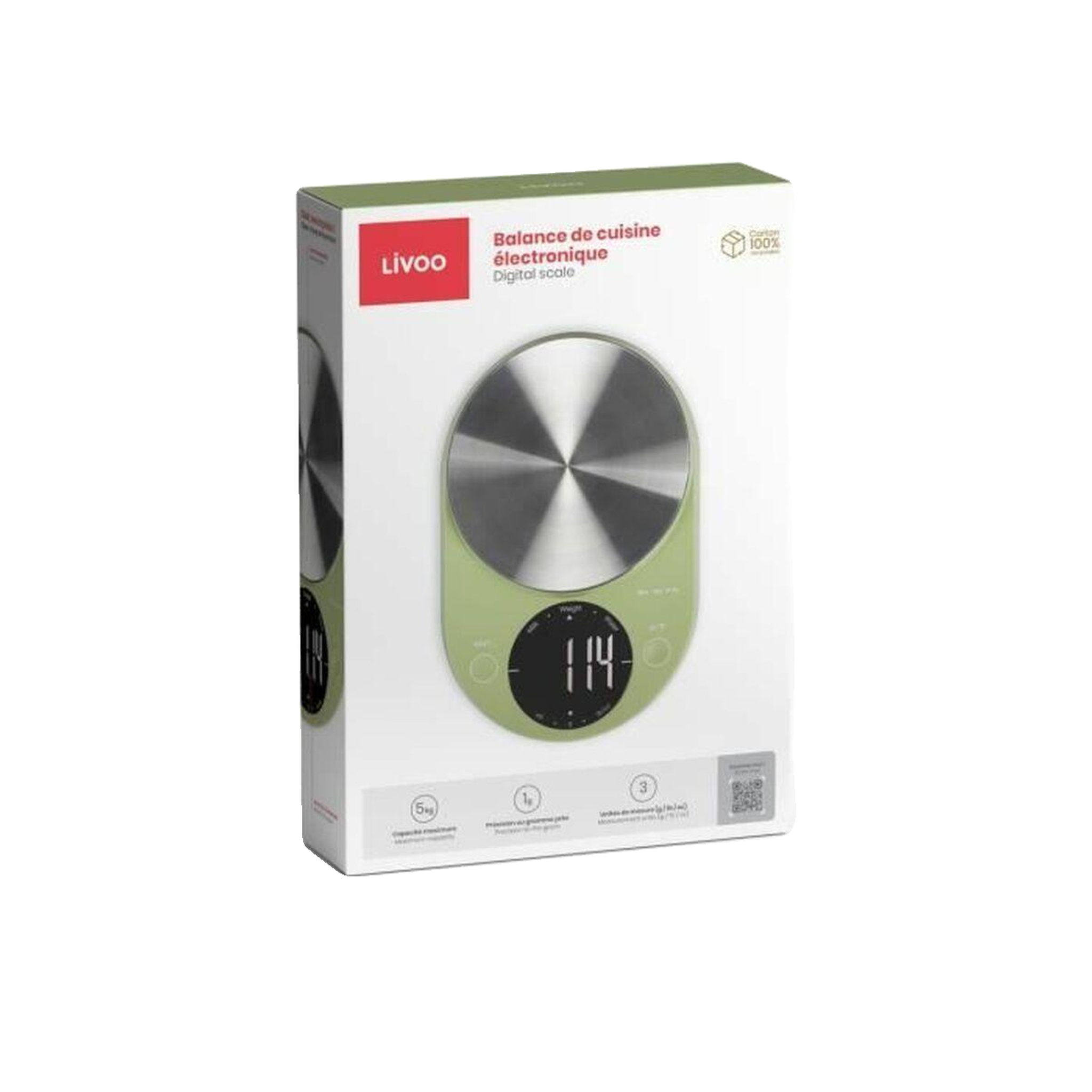 Voir la diapositive 3 : LIVOO Balance de cuisine Livoo dom493m couleur matcha