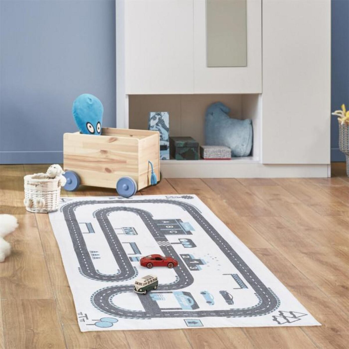Paris Prix Tapis Enfant  Circuit  70x140cm Blanc & Gris