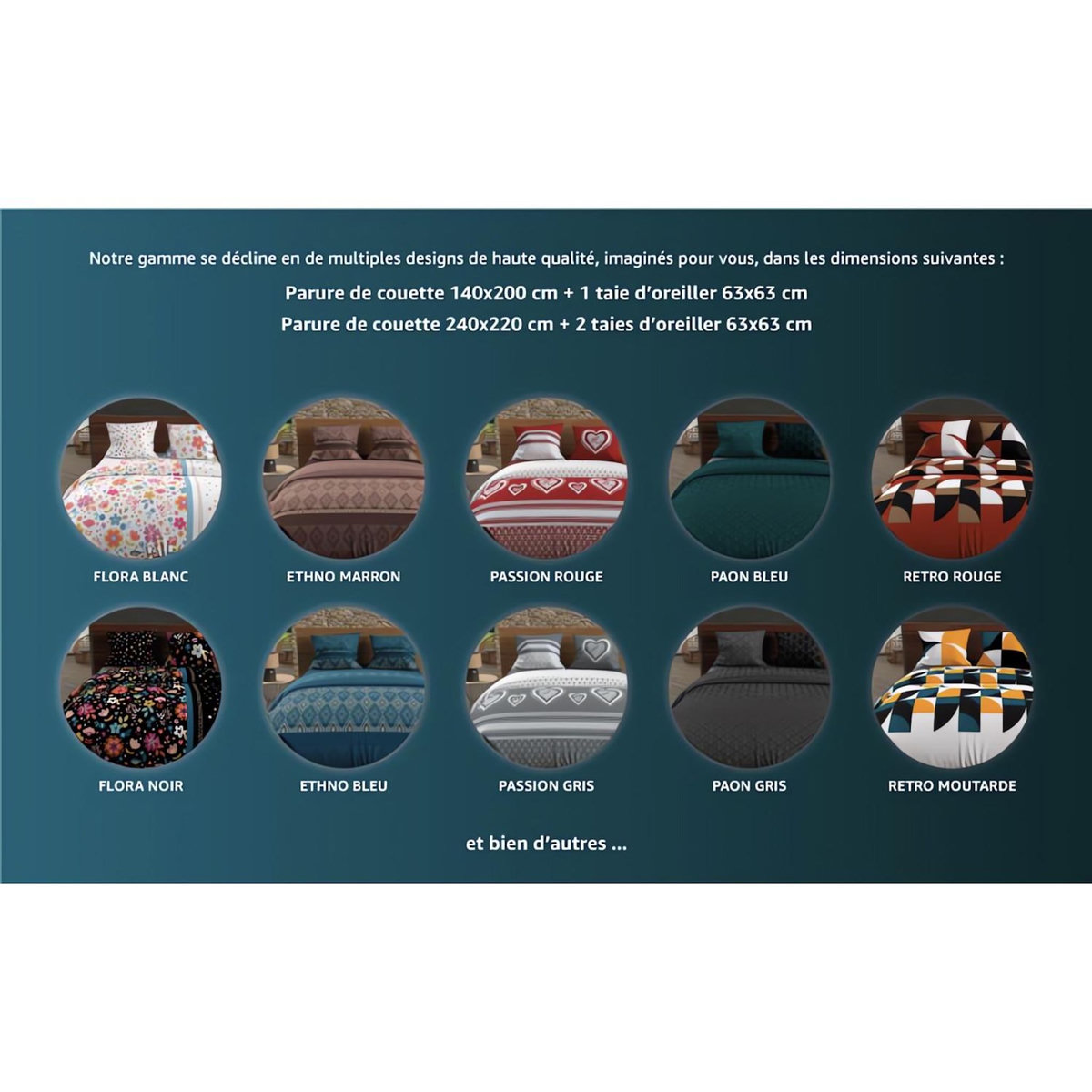 Intemporel Parure housse de couette 140x200 cm en microfibre ANANAS gris, par Soleil d'Ocre