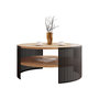 Voir la diapositive 2 : BEST MOBILIER Cruz - table basse ronde - aspect chêne naturel et noir - 1 niche - 75 cm