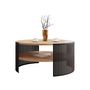 Voir la diapositive 2 : BEST MOBILIER Cruz - table basse ronde - aspect chêne naturel et noir - 75 cm