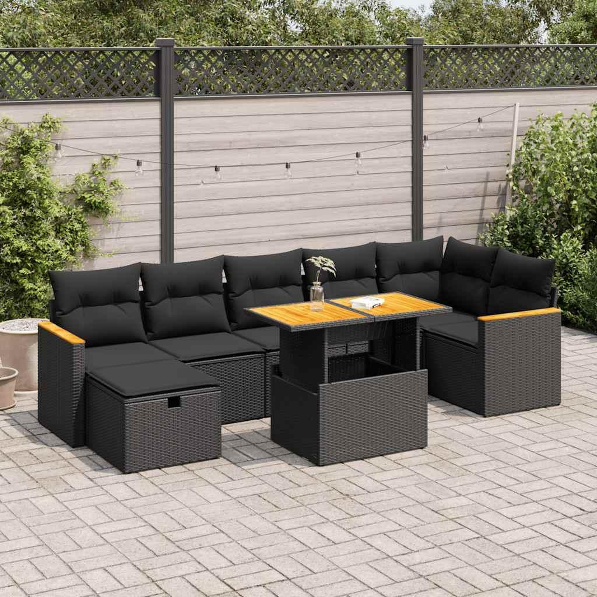 VIDAXL Salon de jardin 5 pcs avec coussins noir resine tressee