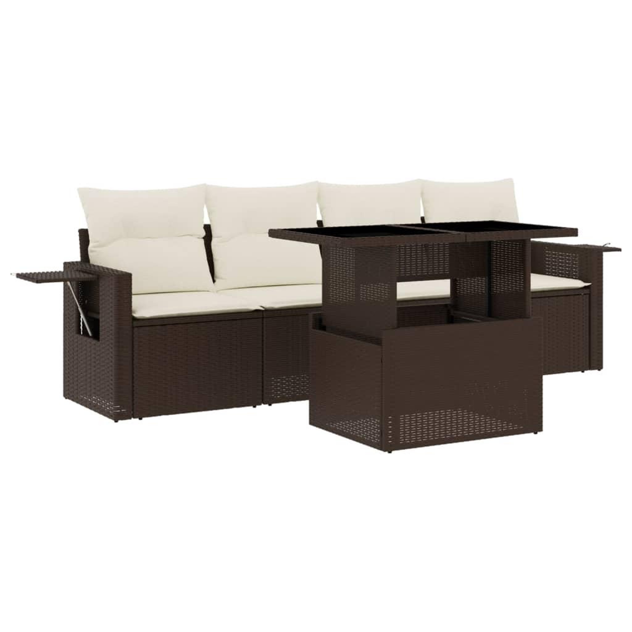 Voir la diapositive 2 : VIDAXL Salon de jardin avec coussins 5 pcs marron resine tressee