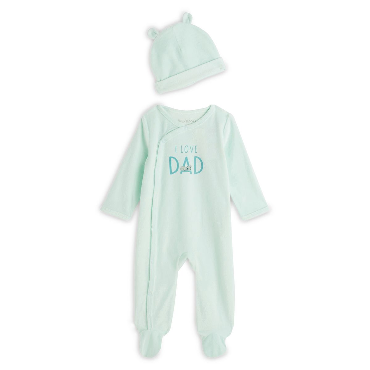 IN EXTENSO Dors bien + bonnet velours "i love DAD" bébé