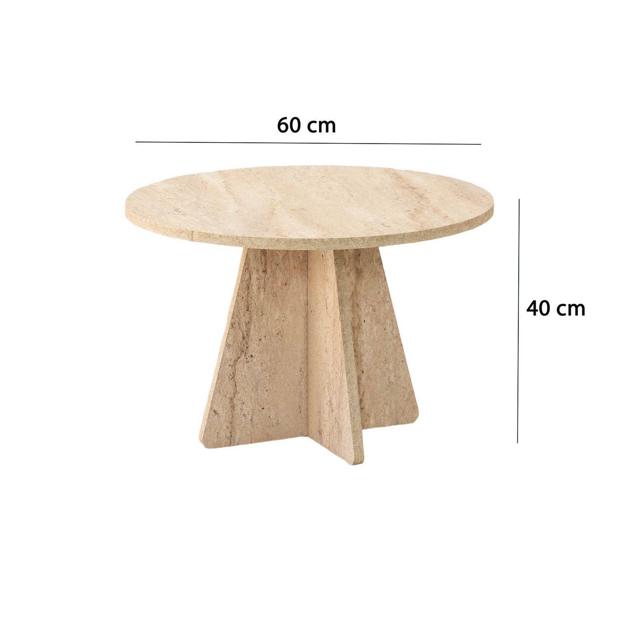 Voir la diapositive 3 : TOILINUX Table basse ronde effet travertin valence - beige