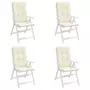 VIDAXL Coussins de chaise de jardin dossier haut lot de 4 creme tissu